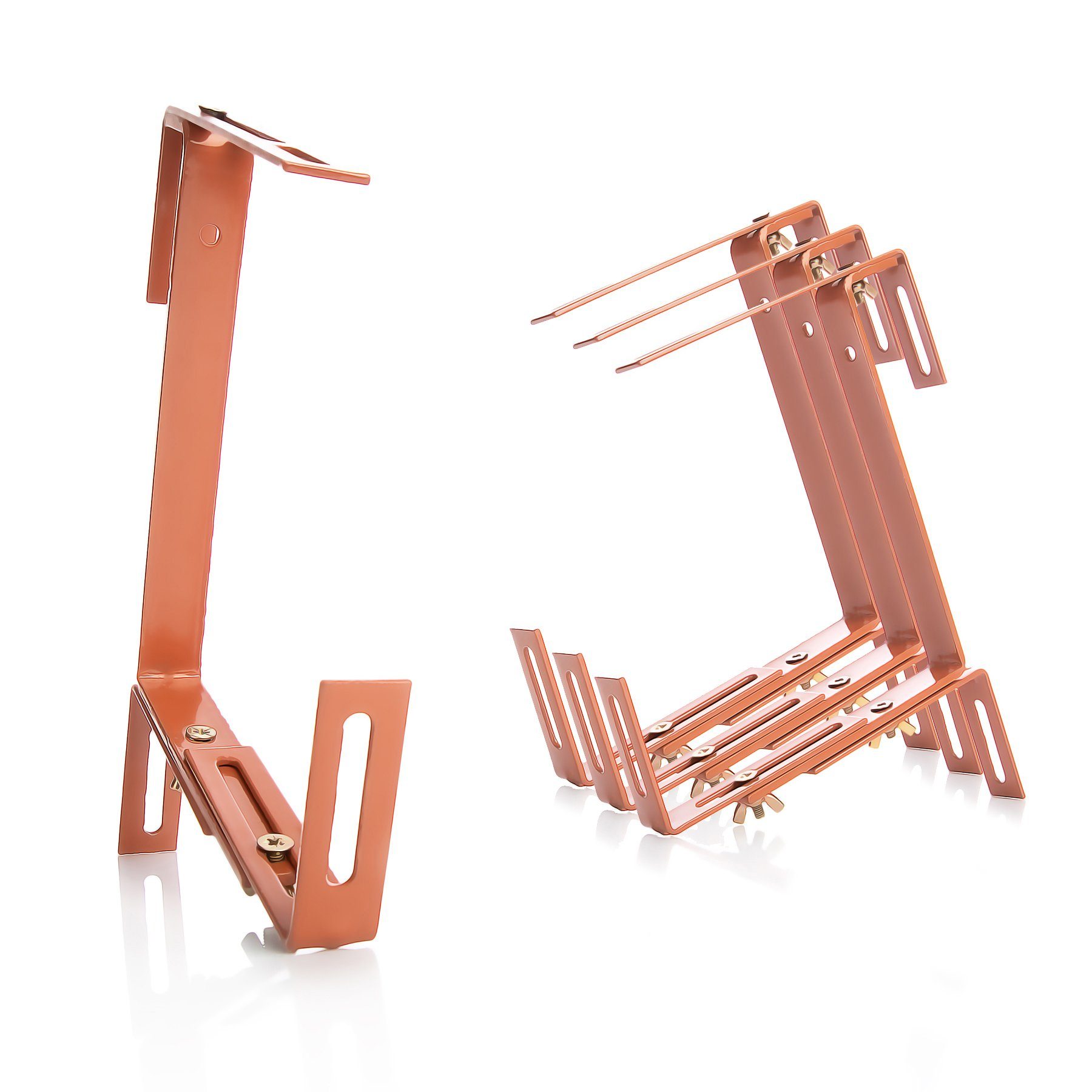 BigDean Blumenkastenhalter Blumenkastenhalterung 4 Stück Terrakotta für Balkon und Geländer