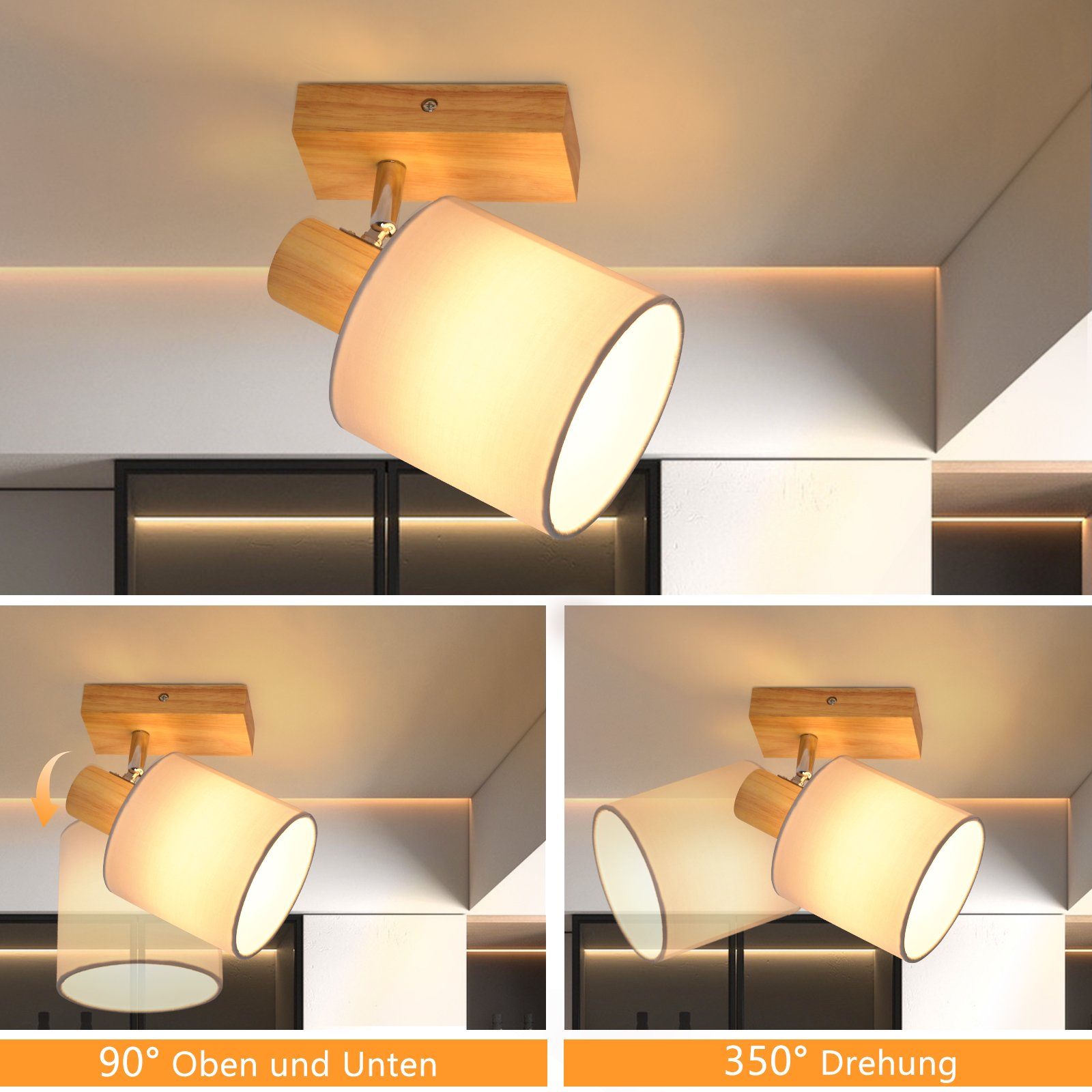 ZMH Deckenstrahler Deckenleuchte Vintage Schwenkbar 350° E14 Wohnzimmer, Au günstig online kaufen