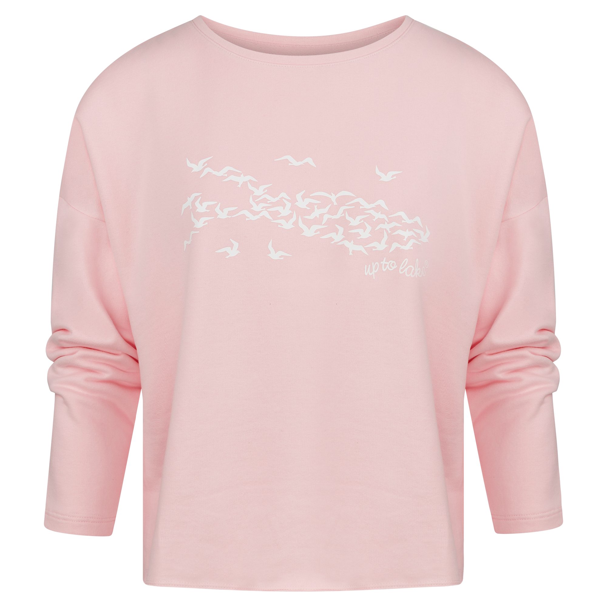 Sweatshirt aus Damen uptolake mit Rosa/Weiß weichem design "Mövensee-Bodensee" für Baumwollstoff Design