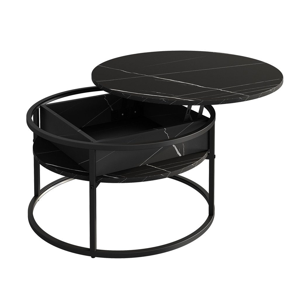 Vicco Couchtisch Marlo, Schwarz/Marmor-Weiß, 77 x 77 cm günstig online kaufen