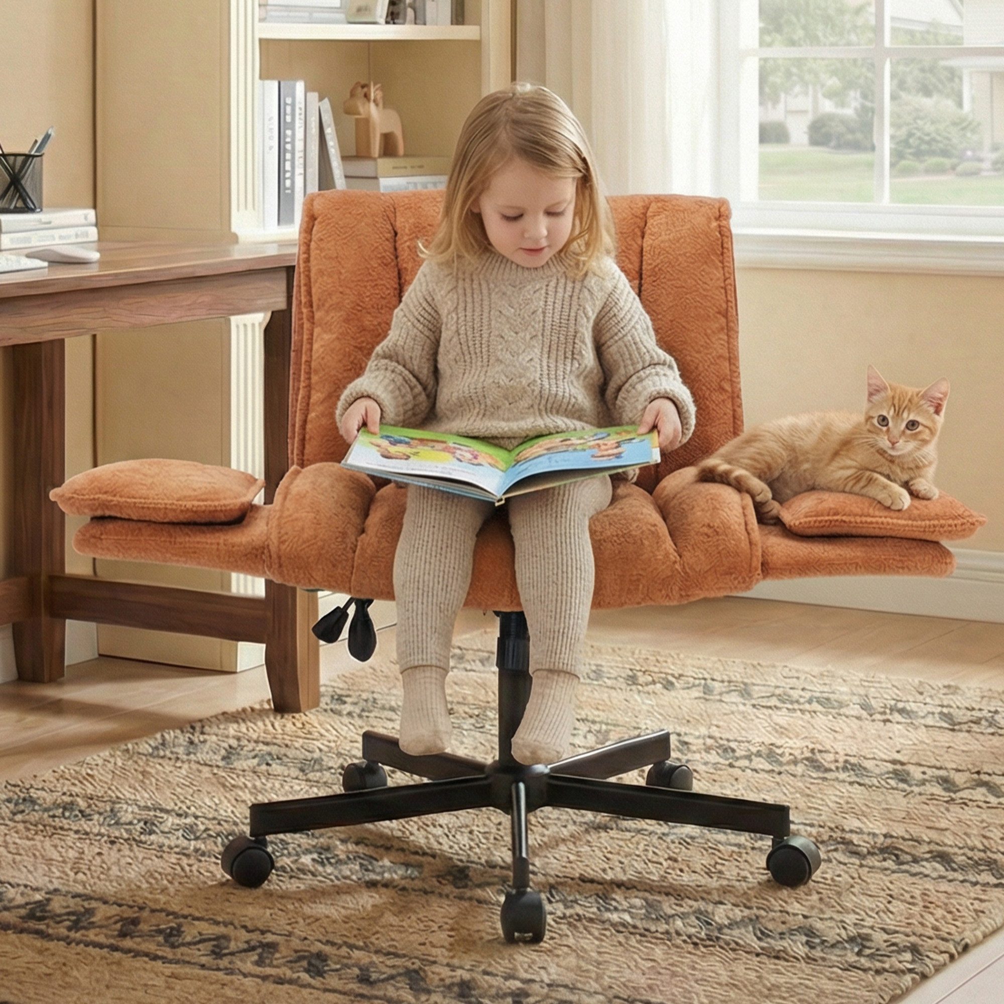 Leawin Drehstuhl Bürostuhl ergonomisch mit Rollen & klappbaren Armlehnen, Breiter Schreibtischstuhl mit Air-Lordosenstütze, 150 kg