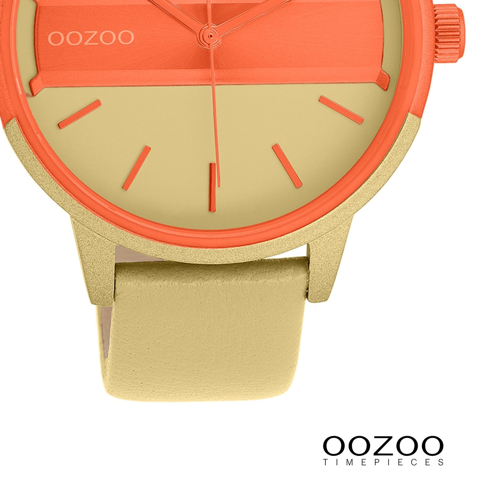 OOZOO Quarzuhr Oozoo Damen Armbanduhr olivgrün Analog, (Analoguhr), Damenuhr rund, groß (ca. 42mm) Lederarmband, Casual-Style