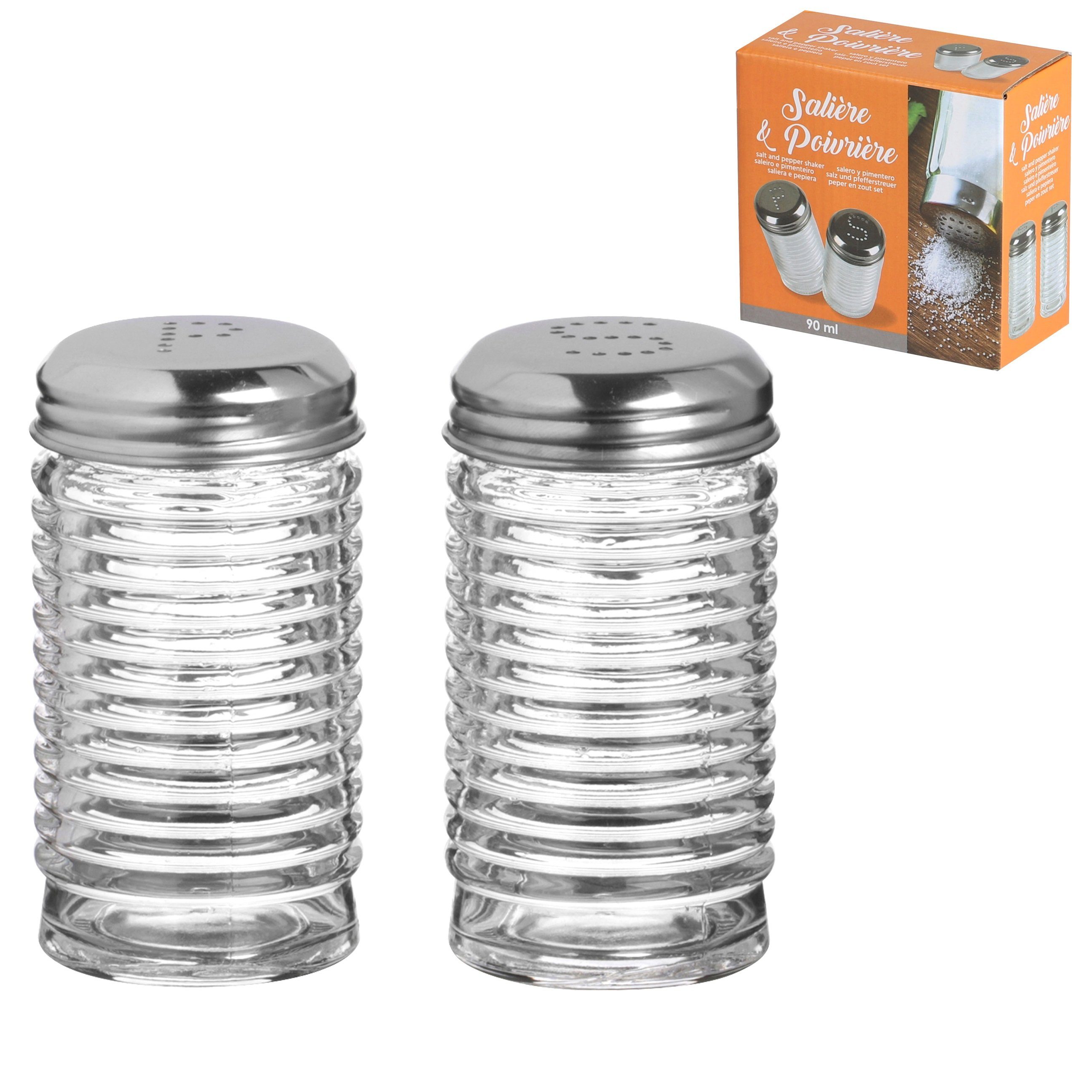 Salz- / Pfefferstreuer Salz- & Pfefferstreuer 90ml aus Glas - 2tlg.