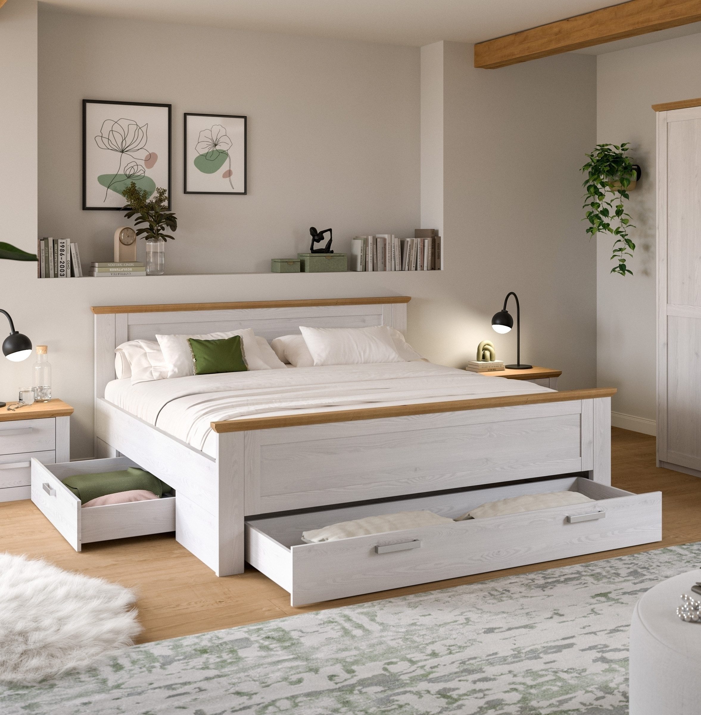 freiraum Bettgestell Verona, in Sibiu Lärche, Spannplatte/MDF - 189x90x209cm (BxHxT)