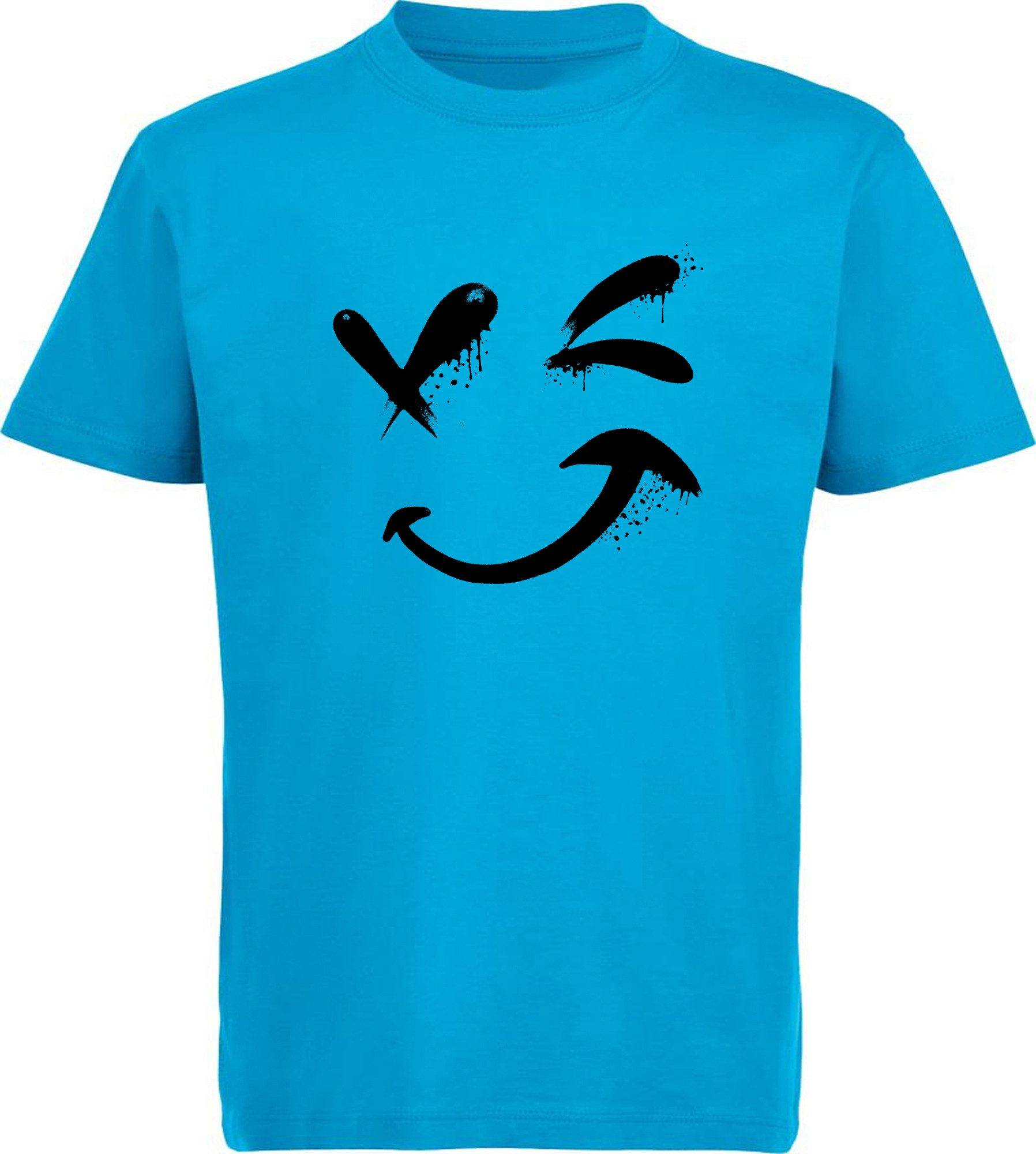 T-Shirt Kinder Print Shirt - Zwinkerndes Gesicht