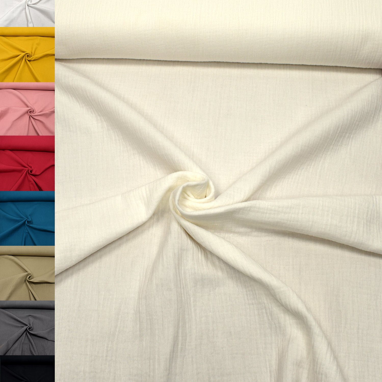 MAGAM-Stoffe Stoff "Greta", Musselin Stoff Double Gauze uni 100% Baumwolle ÖKO-TEX Meterware 50cm