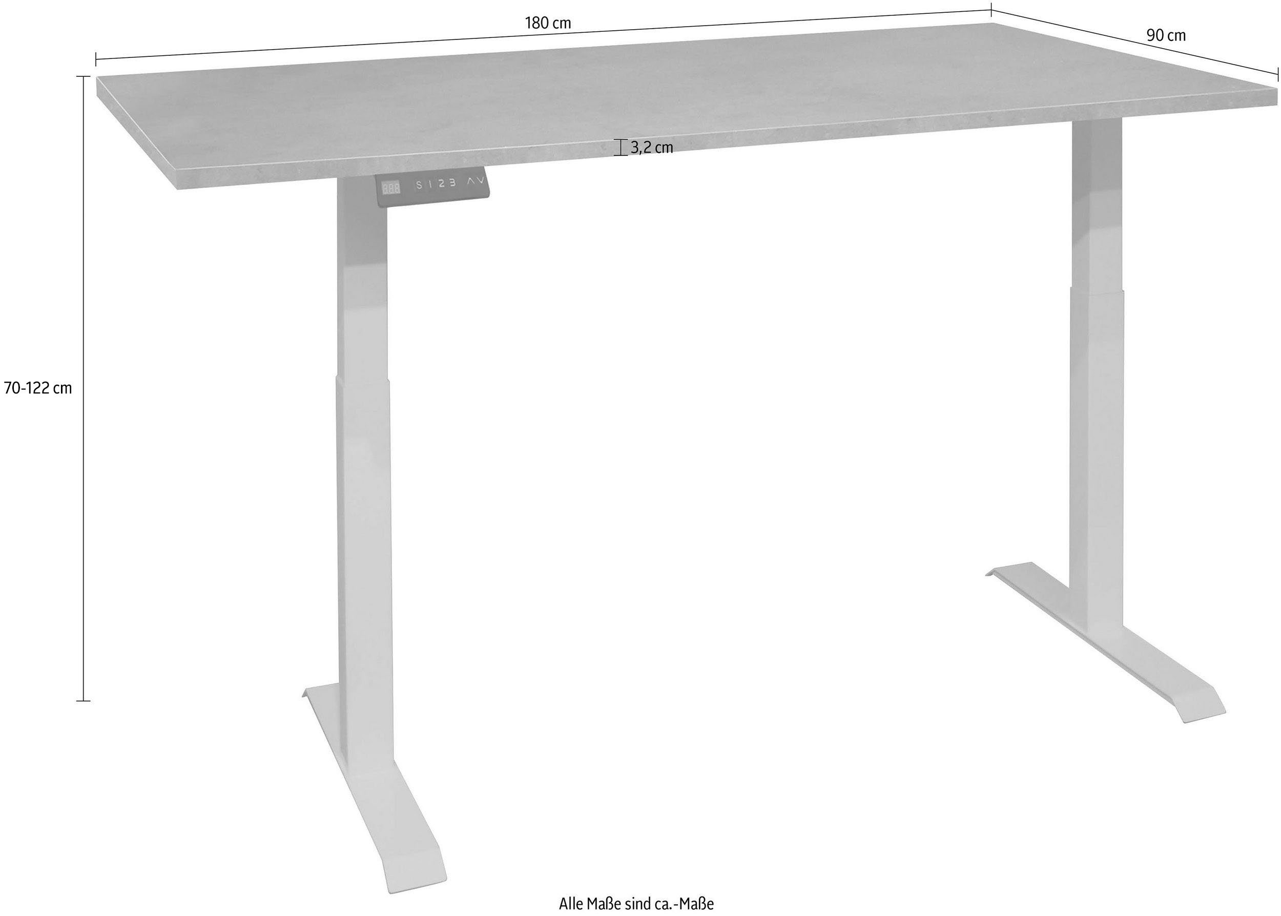 Mäusbacher Schreibtisch weiß lack cm, / System weiß elektrisch | Office, matt 140 matt Big silber Breite lack höhenverstellbar