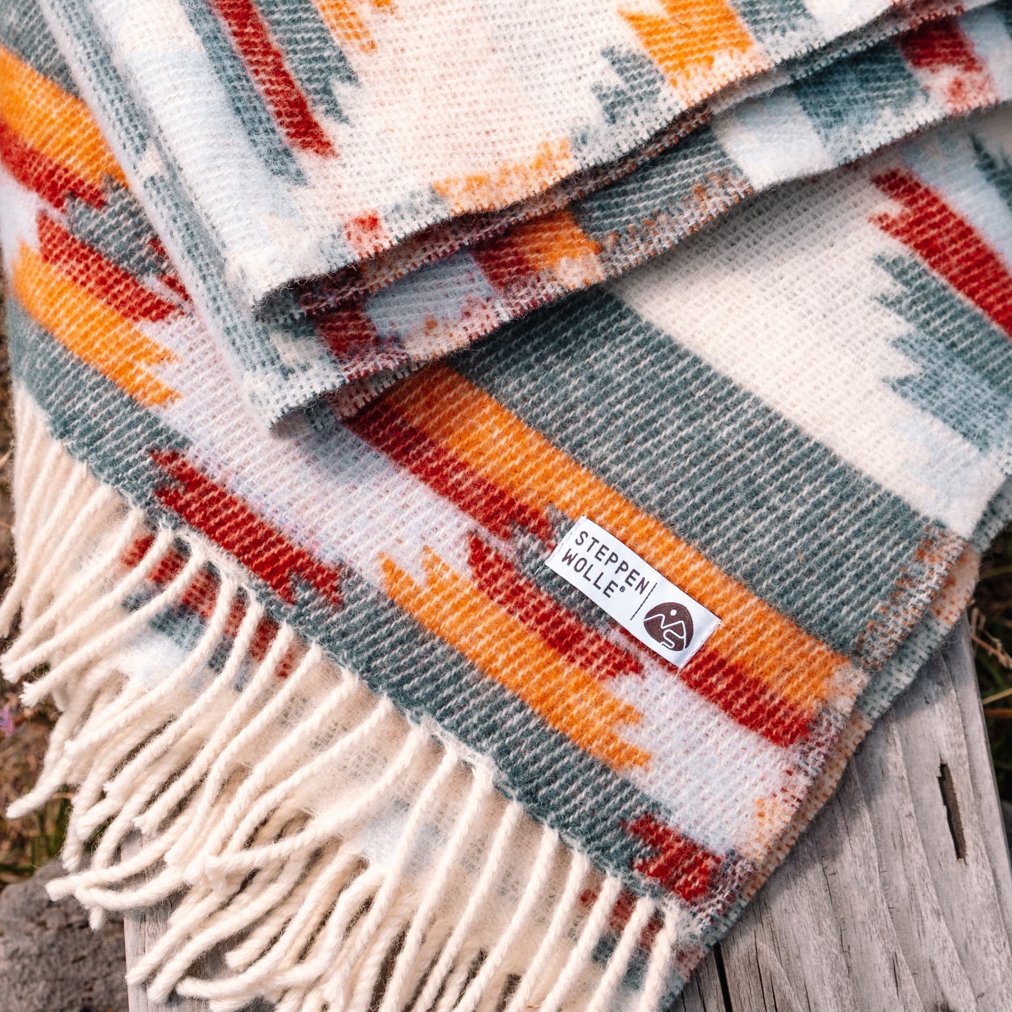 Wolldecke ZION, Steppenwolle, Nachhaltige Kuscheldecke 130x200cm, Made in EU aus 100% Schurwolle