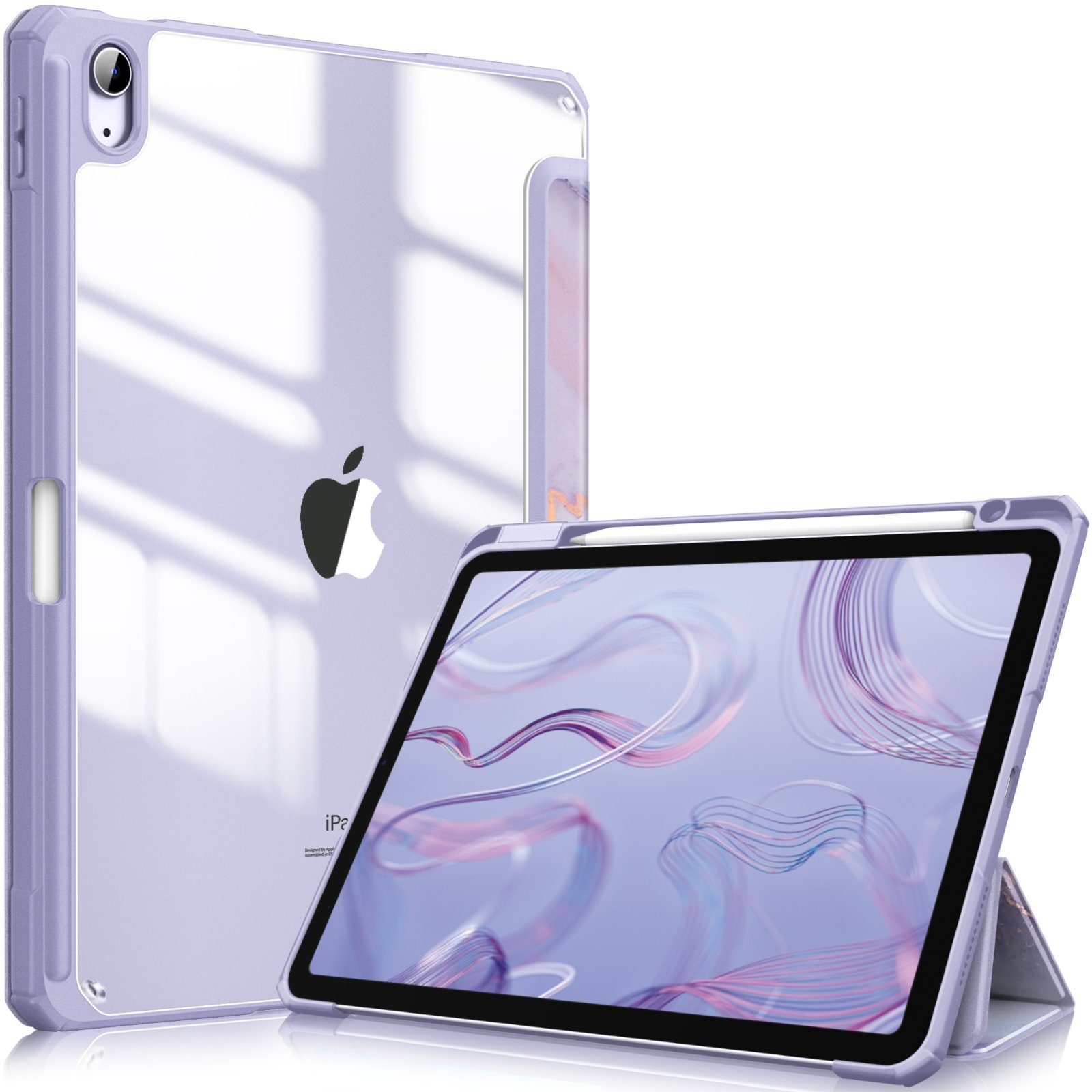 Fintie Tablet-Hülle für iPad Air 11'' M4/M3/M2(2026/2025/2024), iPad Air 5/4 Gen 2022/2020 10.9 Zoll, mit Stifthalter, Hülle mit transparenter Hartschale auf der Rückseite