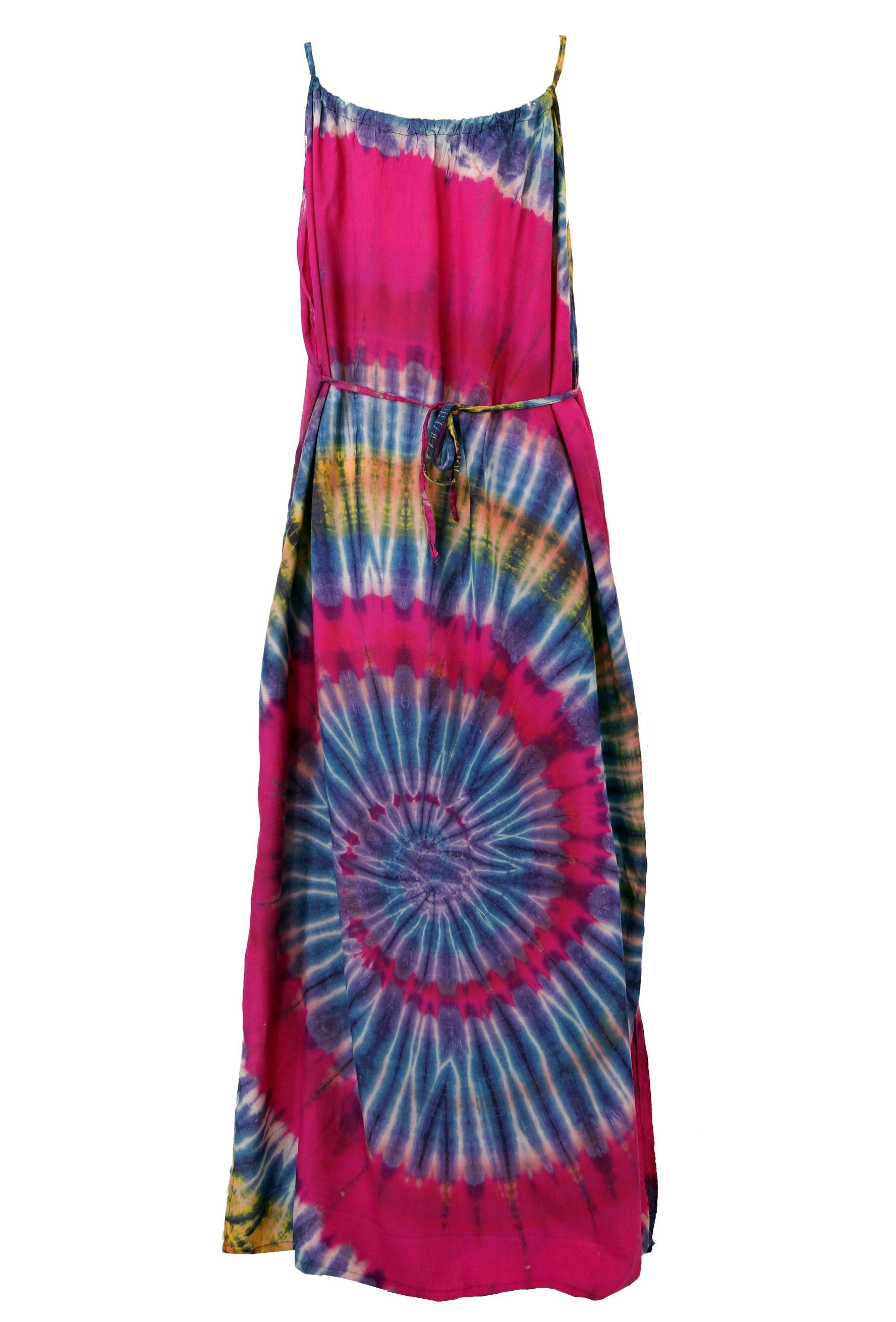 Guru-Shop Midikleid Batik Hippiekleid, Bekleidung Sommerkleid, Trägerkleid,.. alternative pink