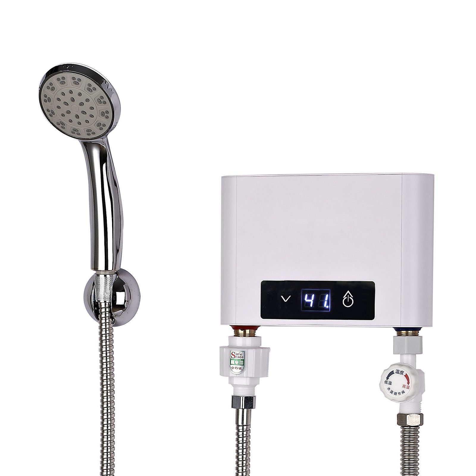 lochfreie 30,00 thermostatischer Weiss 360° Klein-Durchlauferhitzer 52,00 °C, Inverter-Durchlauferhitzer5500W, max TWSOUL Intelligenter °C, Nichrome-Drahtheizung Installation,