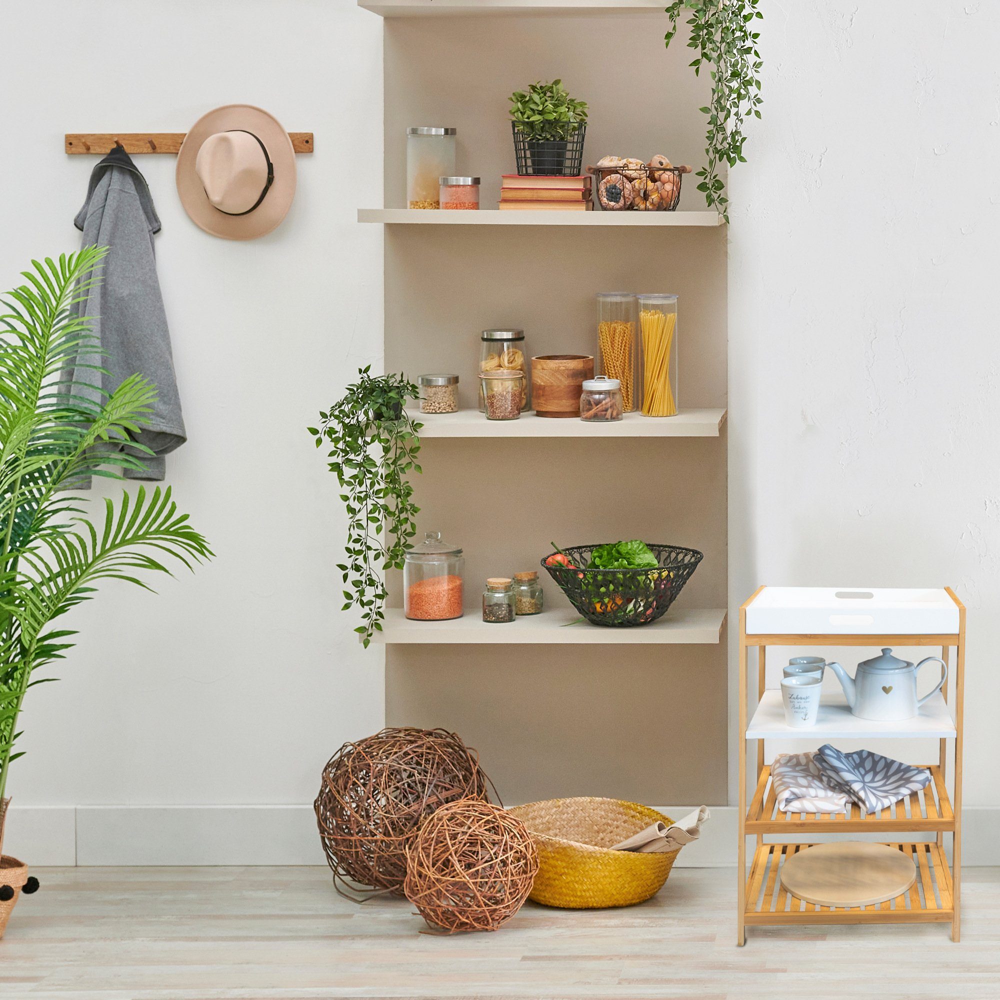 osoltus Badregal osoltus Badregal Tablett Regal Sonderborg aus Bambus und Holz weiß