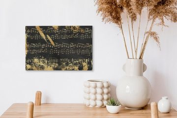 OneMillionCanvasses® Leinwandbild Musik - Gold - Schwarz, (1 St), Wandbild Leinwandbilder, Aufhängefertig, Wanddeko, 30x20 cm