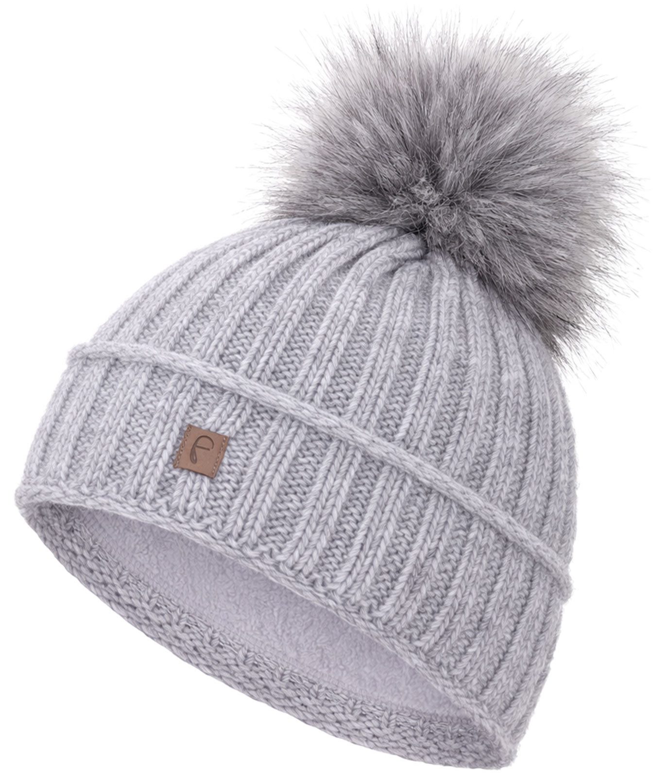 Faera Bommelmütze Wintermütze Damen Herren Mütze Beanie Haube gefüttert Bommelmütze
