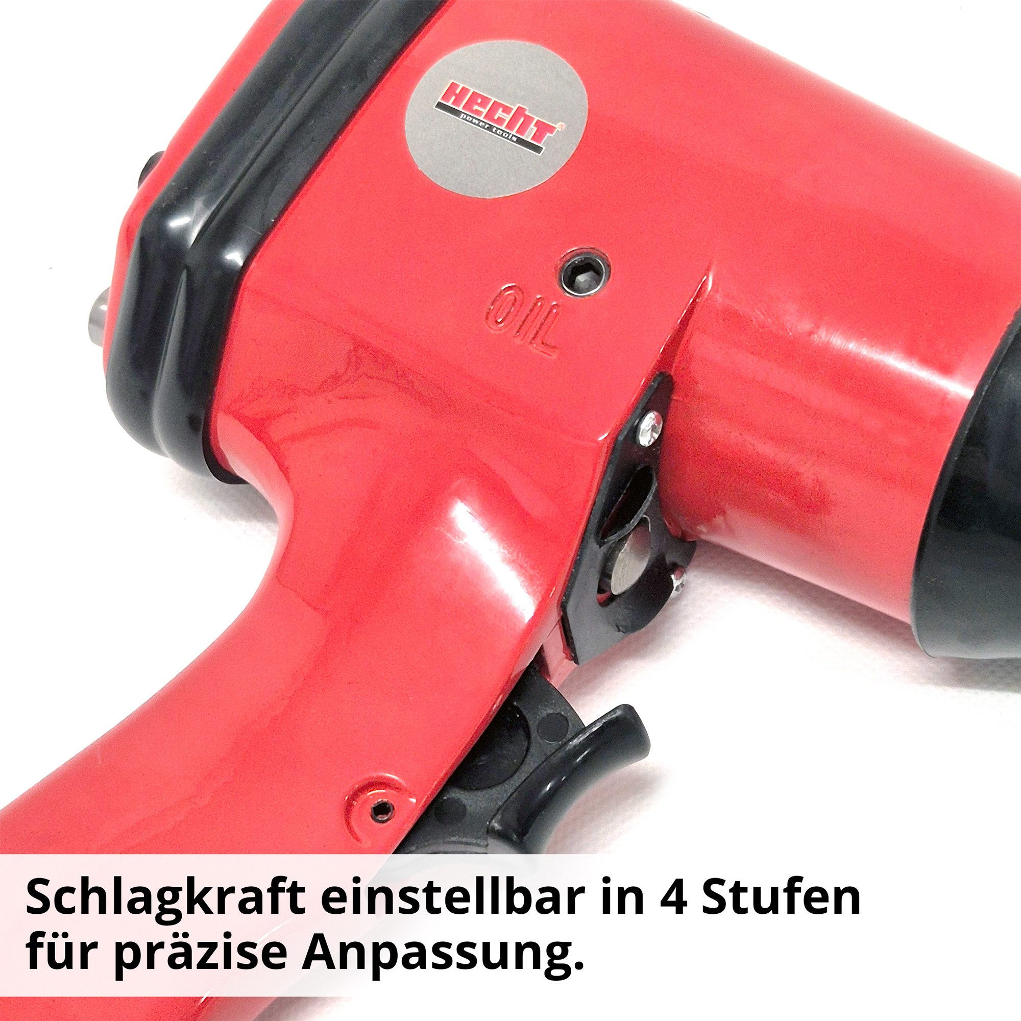 Hecht Druckluft-Schlagschrauber 002075D Set 1/2 Zoll im Koffer, 7000 U/min, 310 Nm, (Werkzeug-Set, 17-tlg., im Koffer), Doppelhammer-Schlagwerk, 4-stufig, im Koffer