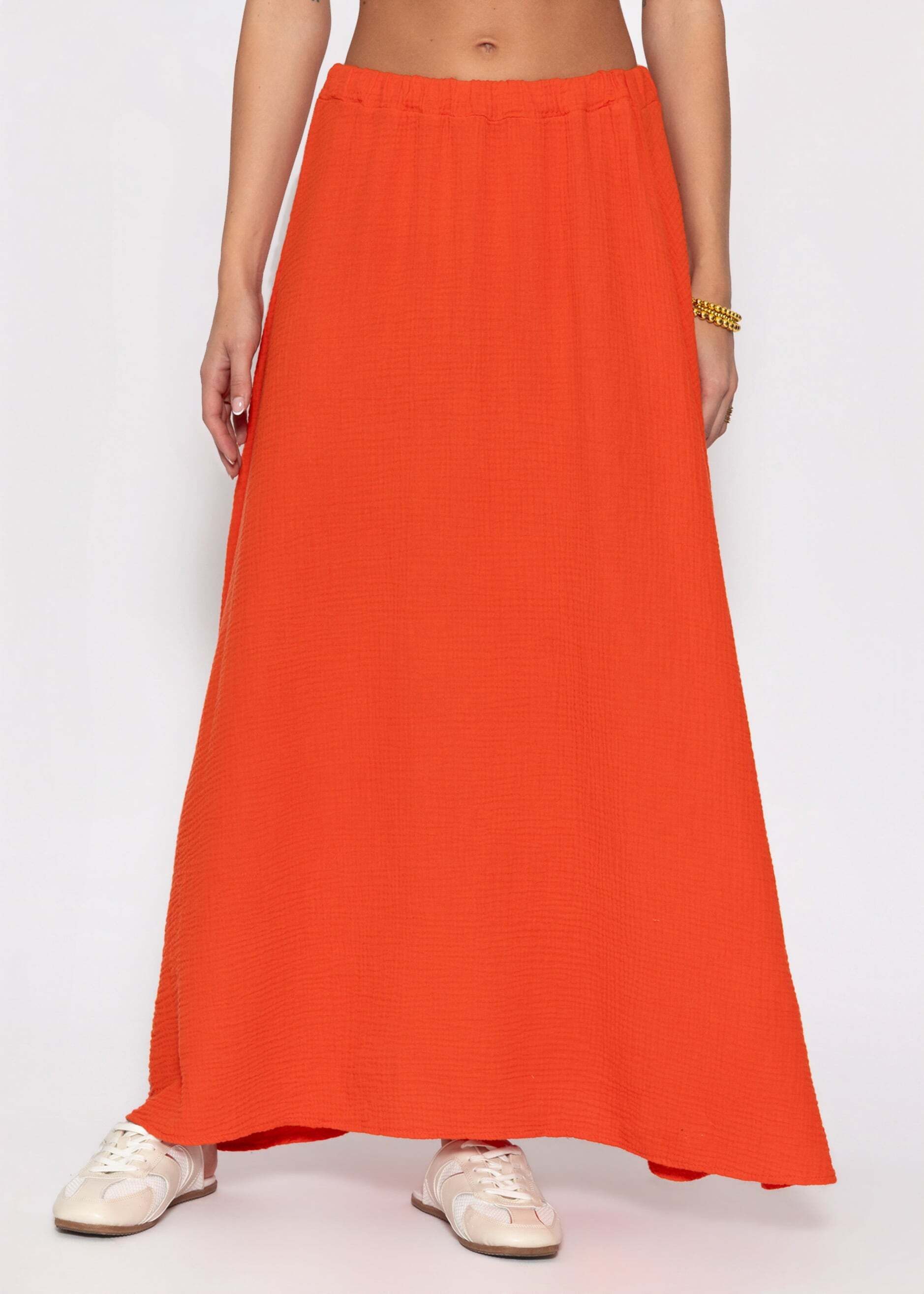 SASSYCLASSY Maxirock Maxi Musselin Rock für Damen Weicher Baumwollrock mit elastischem Bund und luftiger Passform