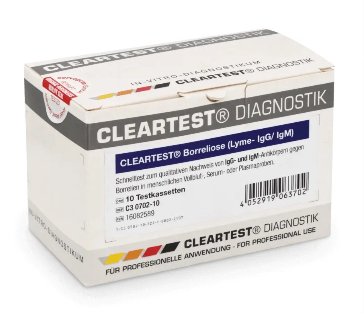 DocMed Bodentest Cleartest Borreliose, Ergebnisse innerhalb von 10 Minuten, 10-tlg., Professioneller Diagnostik-Schnelltest, Schnelle und sichere Diagnostik