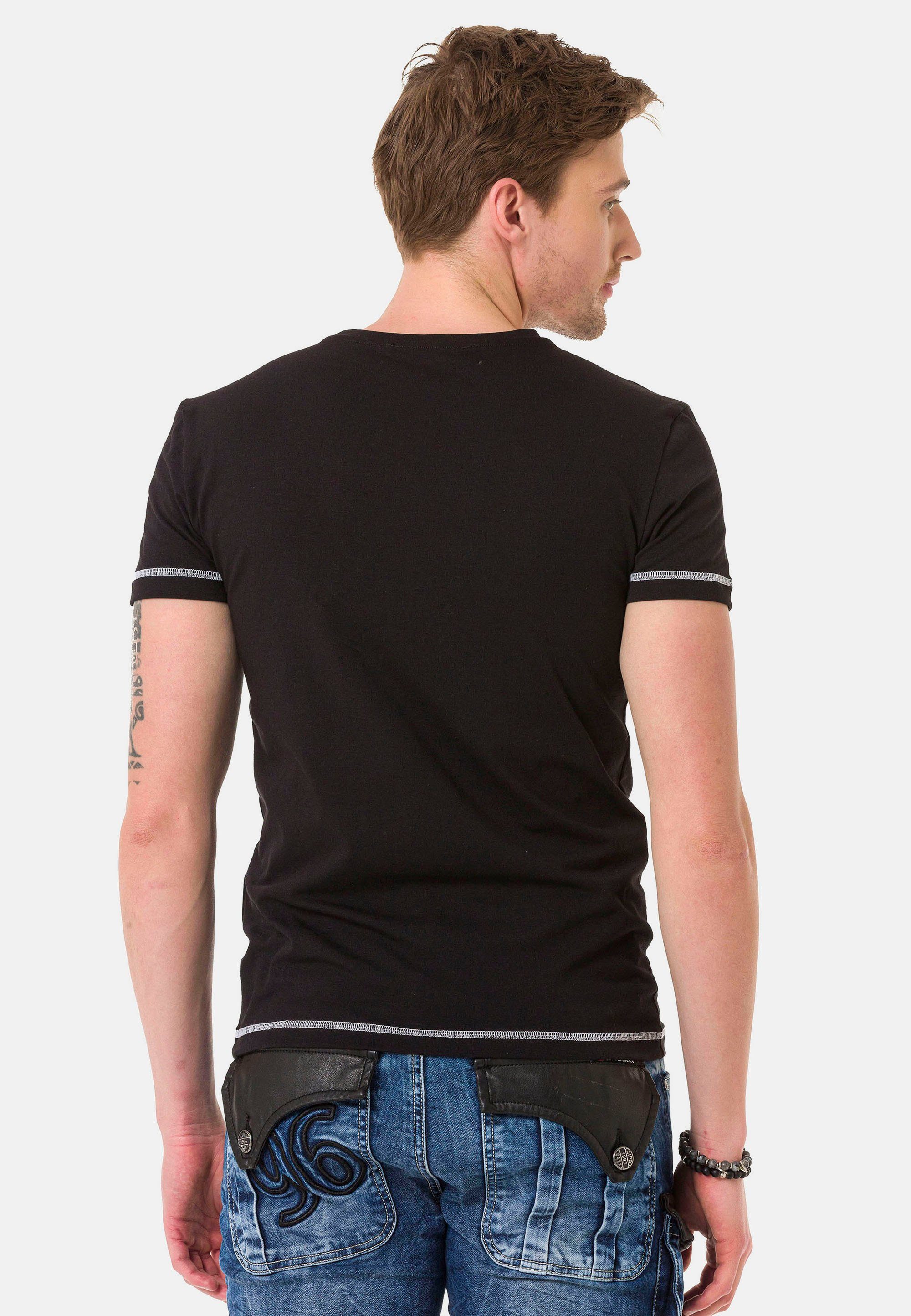Cipo & Baxx mit großem Markenprint schwarz T-Shirt