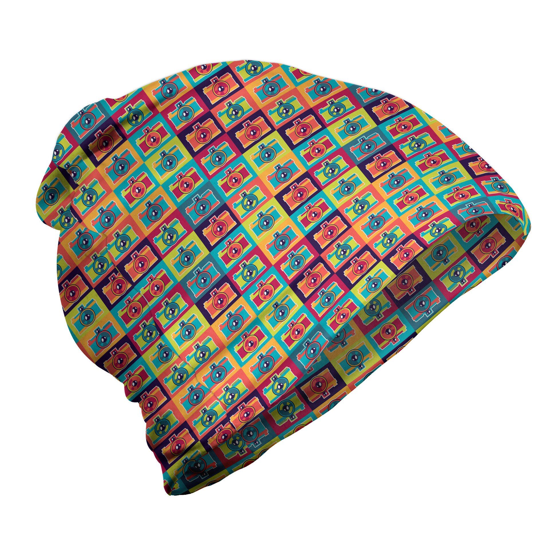 Retro im Freien Kameras in Abakuhaus Bunte Wandern Squares Beanie