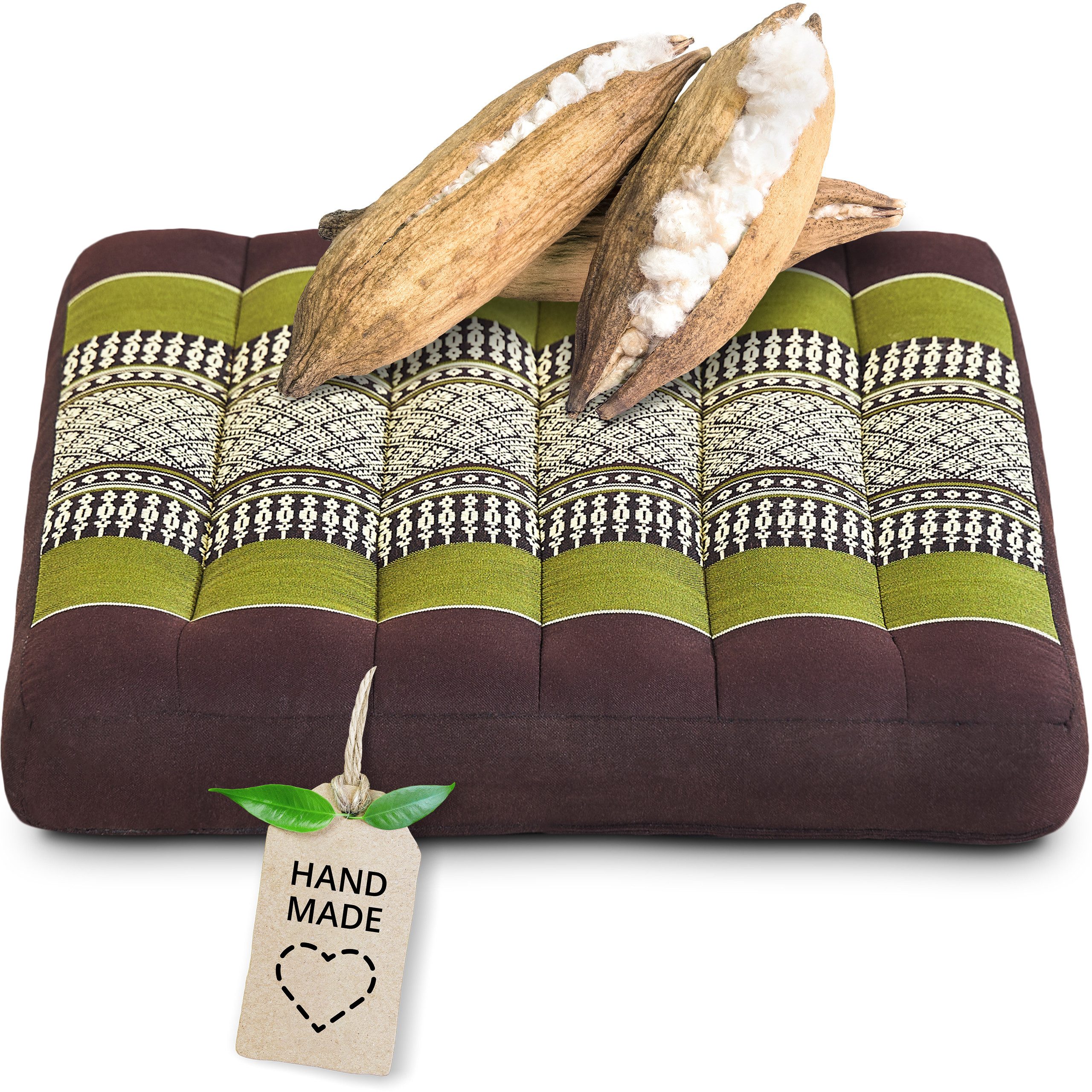 livasia Sitzkissen Sitzkissen 35 cm, vegan und handgefertigt, 35x35x6cm, Kapok
