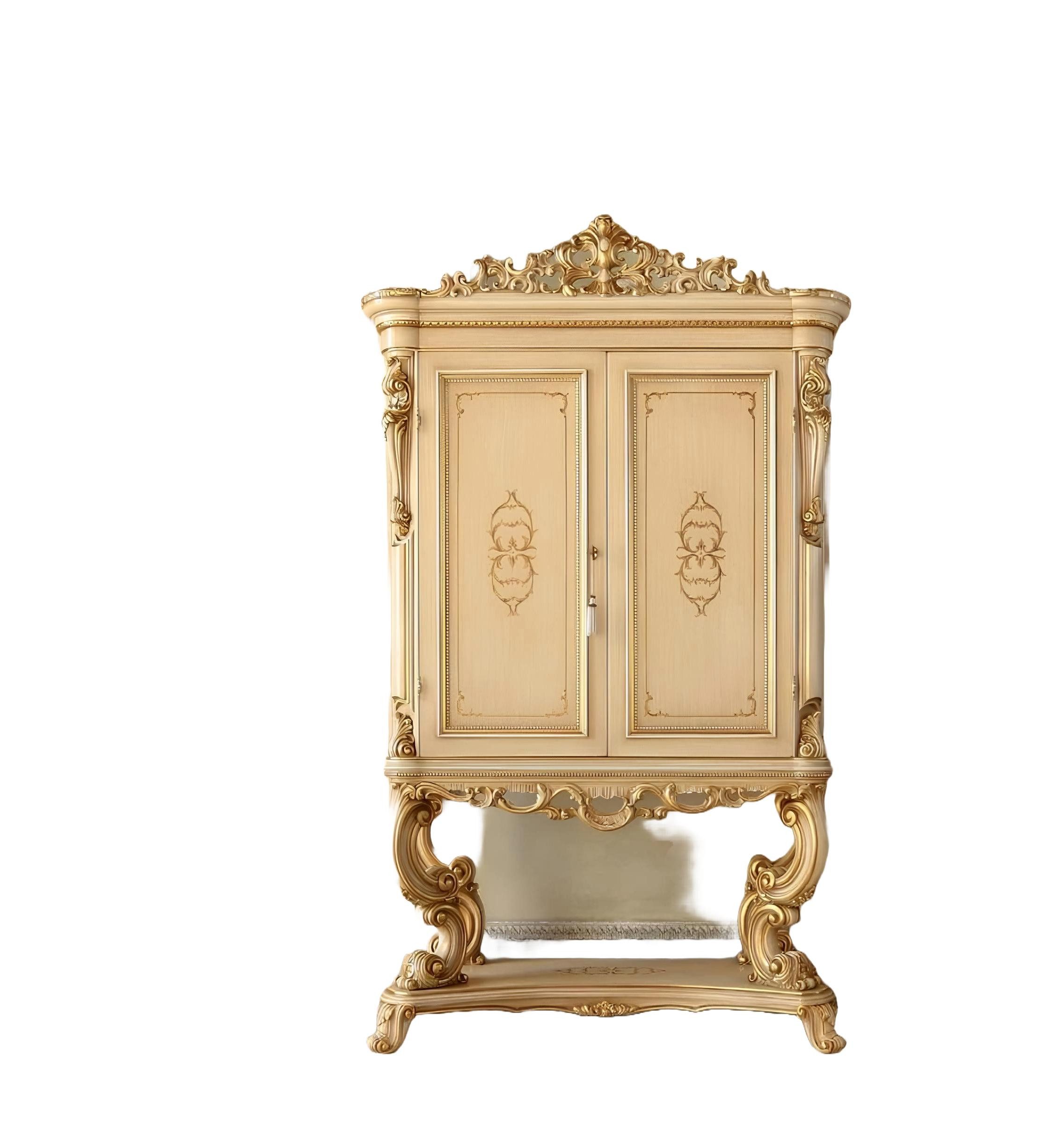 Xlmoebel Barschrank Beiger Barschrank mit Weinregal und integrierter Kommode (Barschrank) Hergestellt in Europa