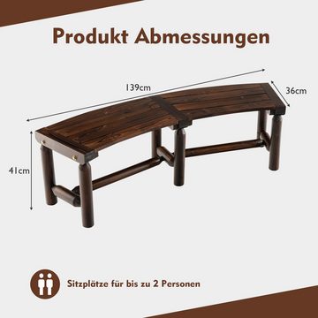 COSTWAY Gartenbank, gebogene Holzbank für 2-3 Sitzer, 139 x 36 x 41cm