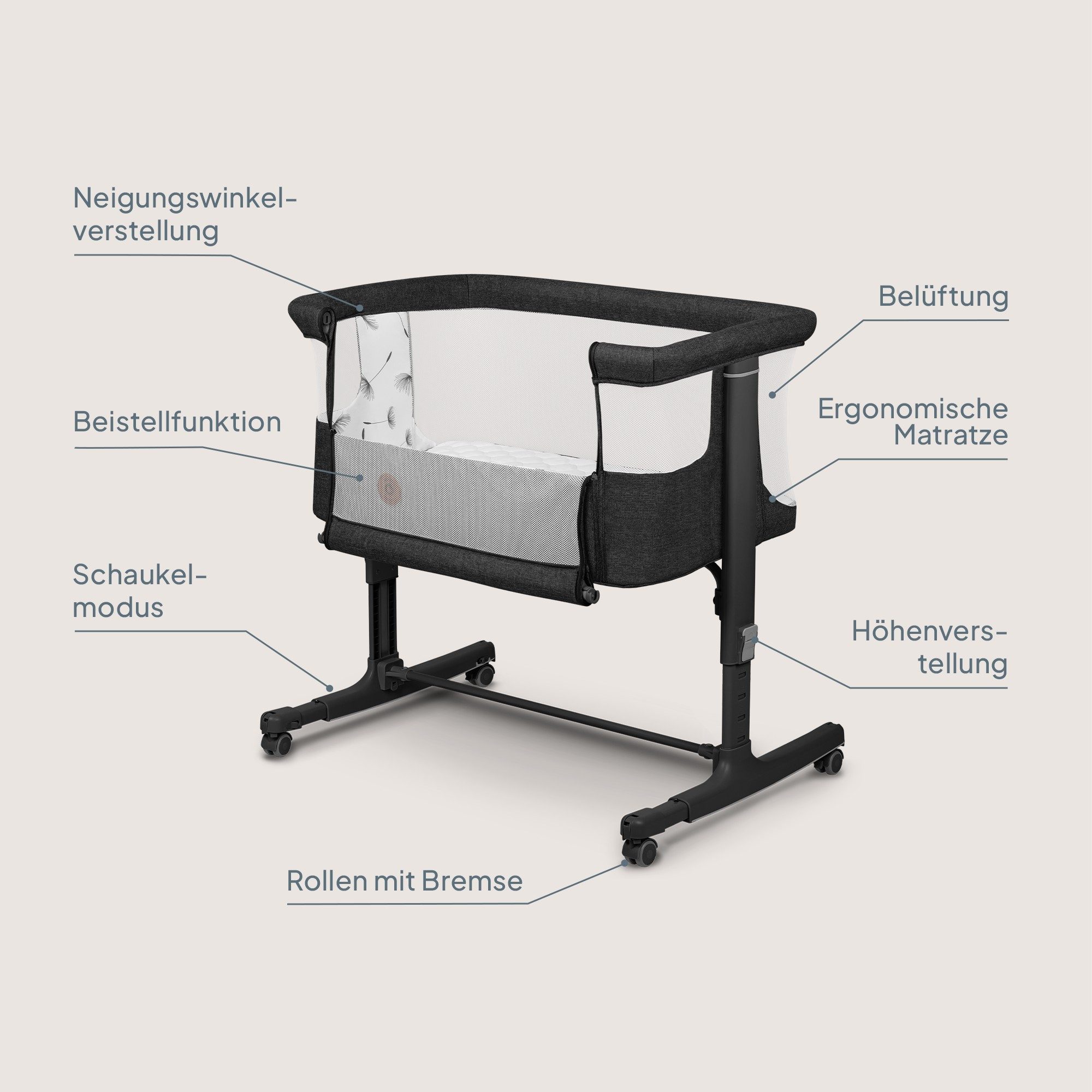 lionelo Baby-Reisebett AURORA, 3-in-1: Beistellbett, Babywiege, freistehend günstig online kaufen