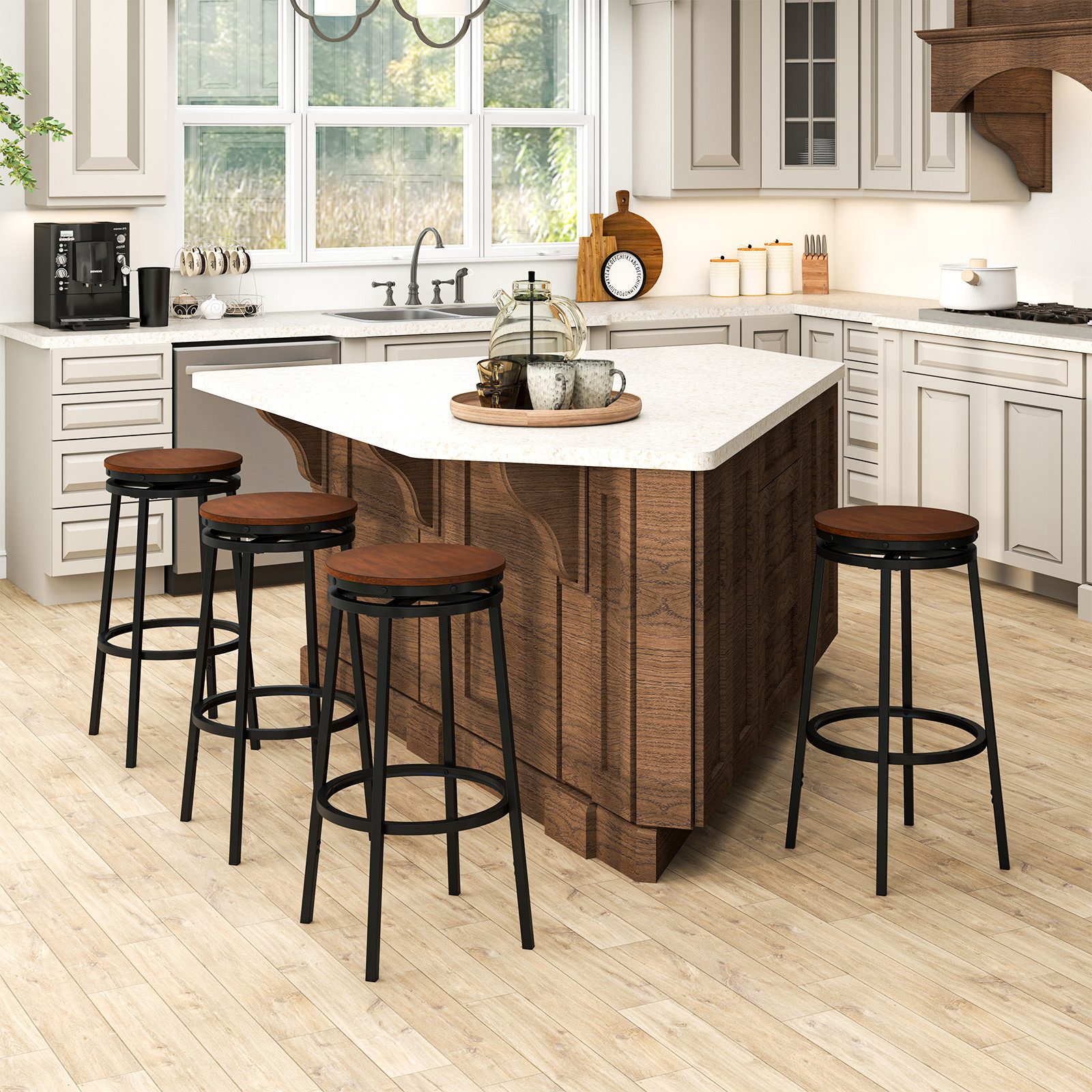 COSTWAY Barhocker (2er Set), drehbar, Küchenhocker mit 2 Höhen&Fußstützen günstig online kaufen