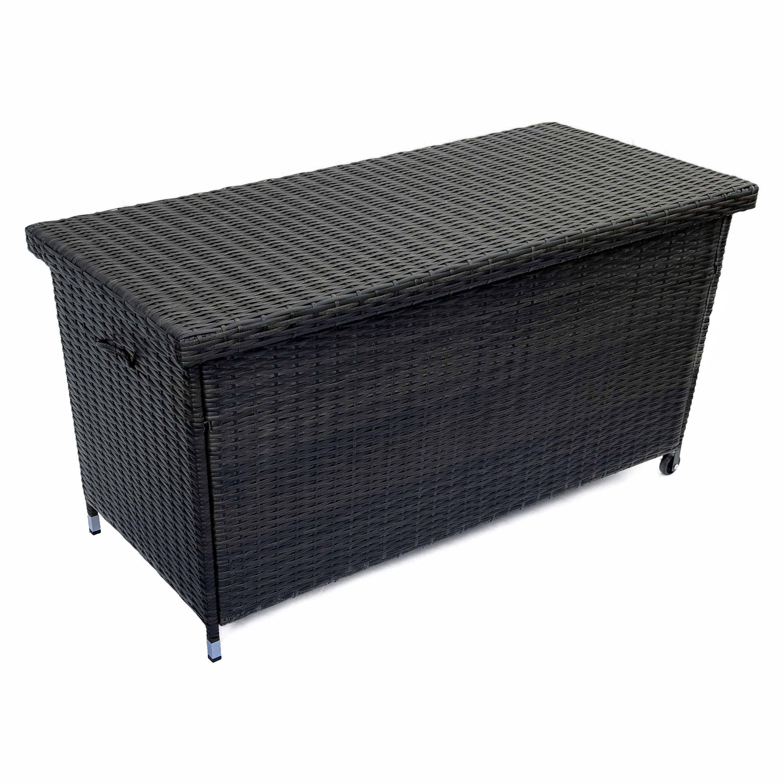 belavi Auflagenbox Polyrattan Auflagenbox ca. 121 x 60 x 56 cm, wasserdicht, Kissenbox Rattan-Optik, ca. 121x60x56 cm, 270 Liter, Innenplane