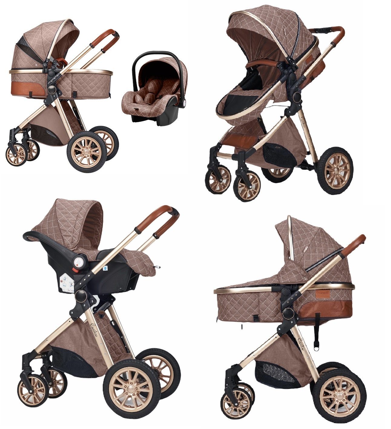 Casiloo® Kombi-Kinderwagen 3in1 Kombikinderwagen Kinderwagen Babywanne Buggy + Auto Babyschale