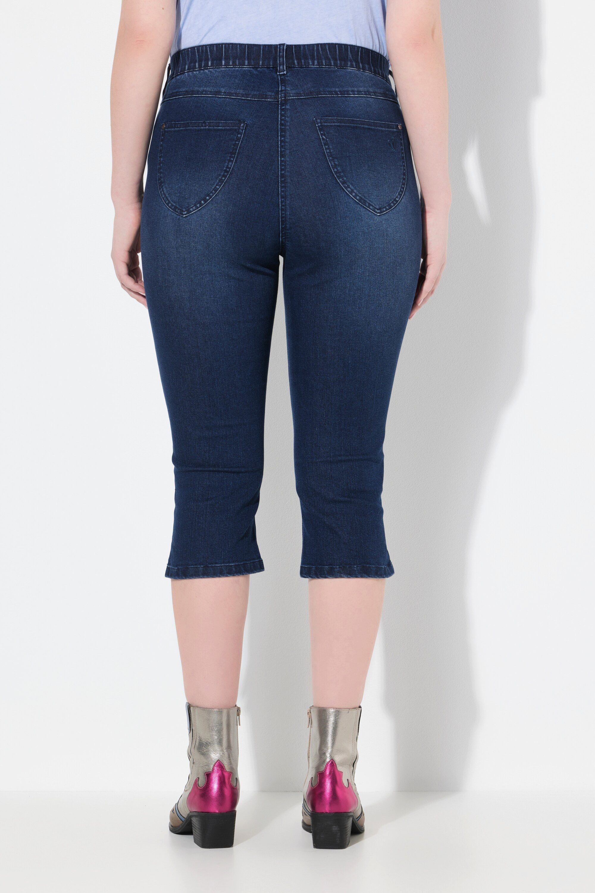Ulla Popken Funktionshose Caprijeans Sarah Trachten-Stickerei Stretchkomfort