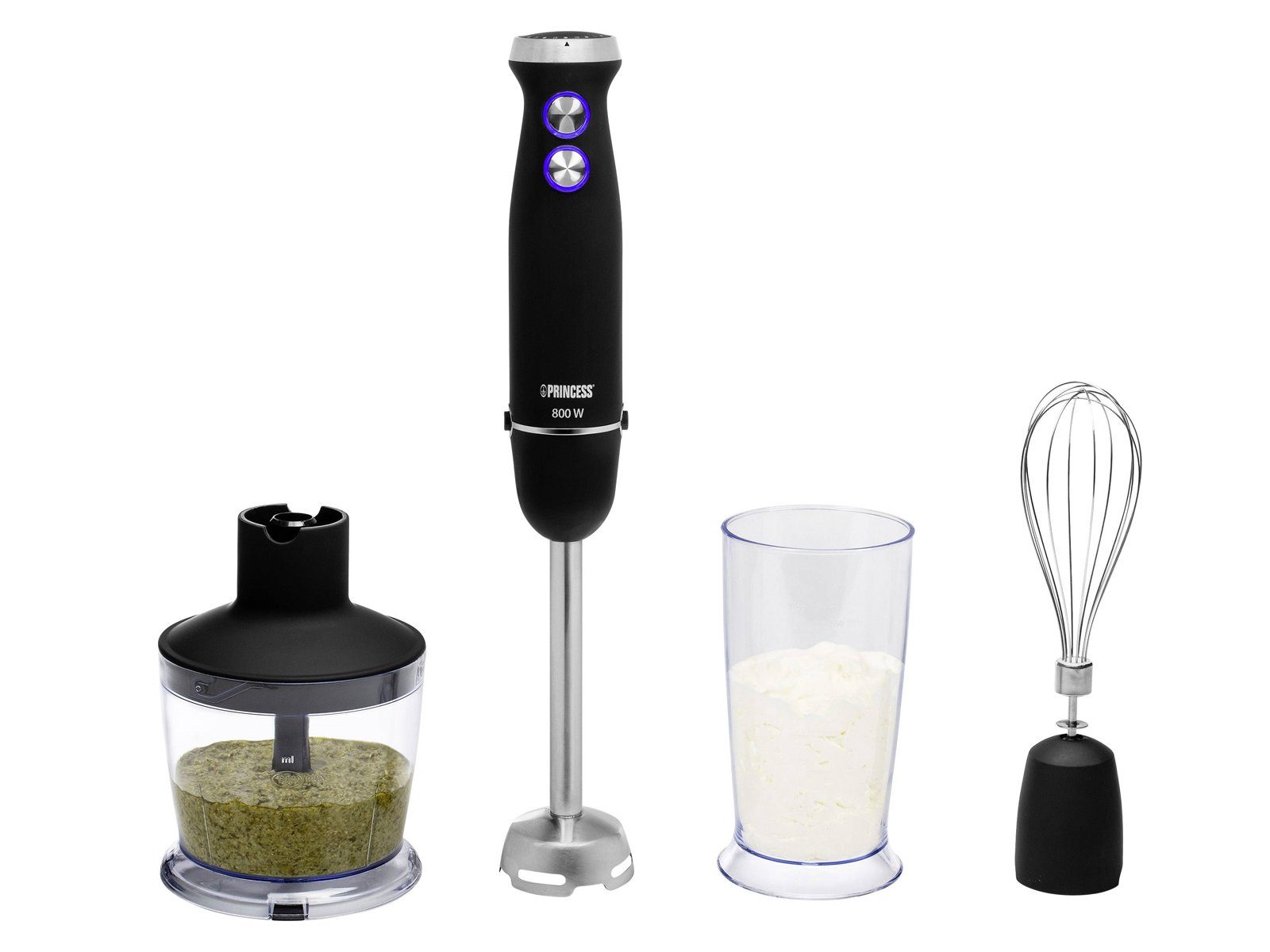 PRINCESS Блендери, 800 W, SET Power Hand Küchen-Mixer Zauber Mix-stab Schneebesen & Zerhacker