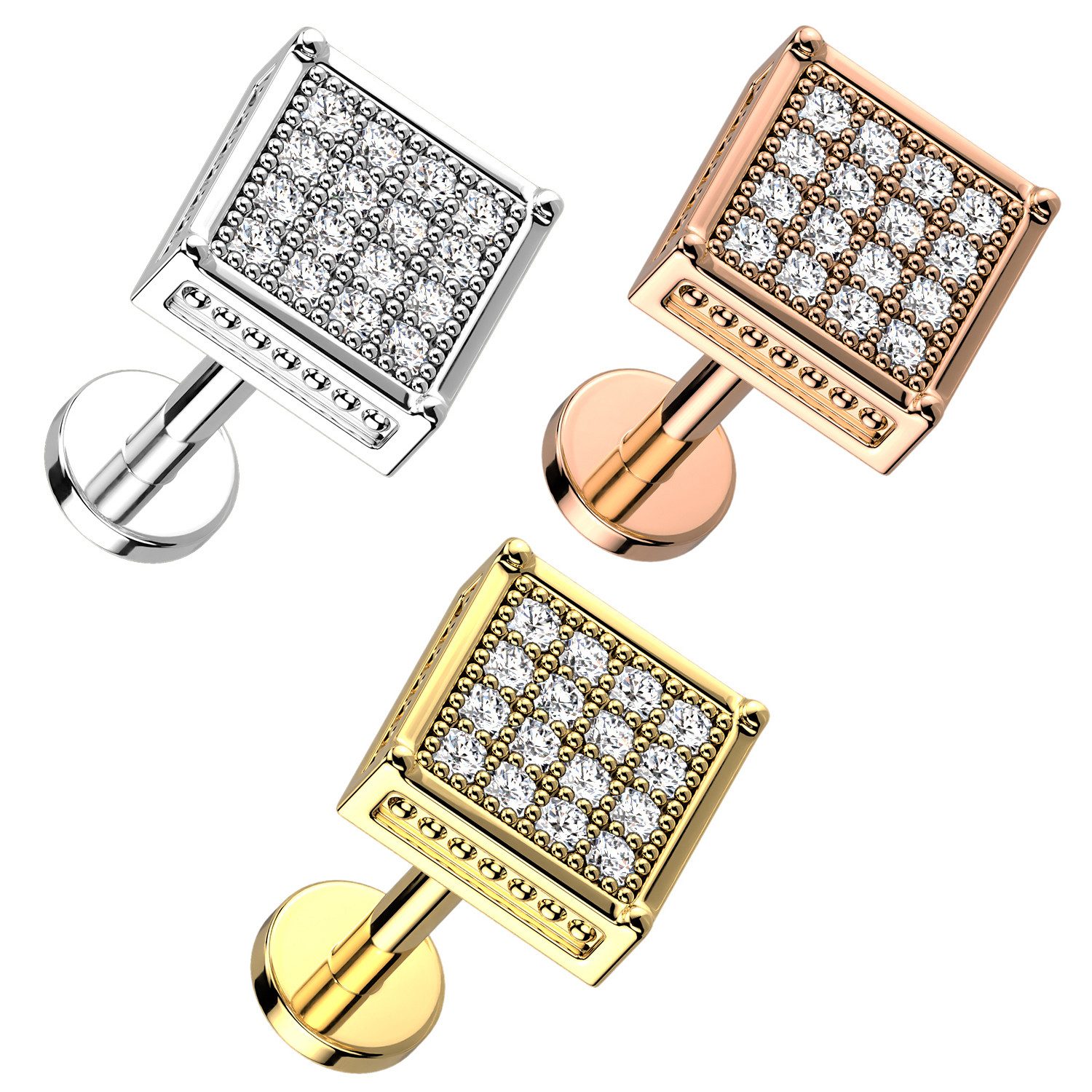 Taffstyle Piercing-Set Tragus Piercing Kristall Quadrat günstig online kaufen