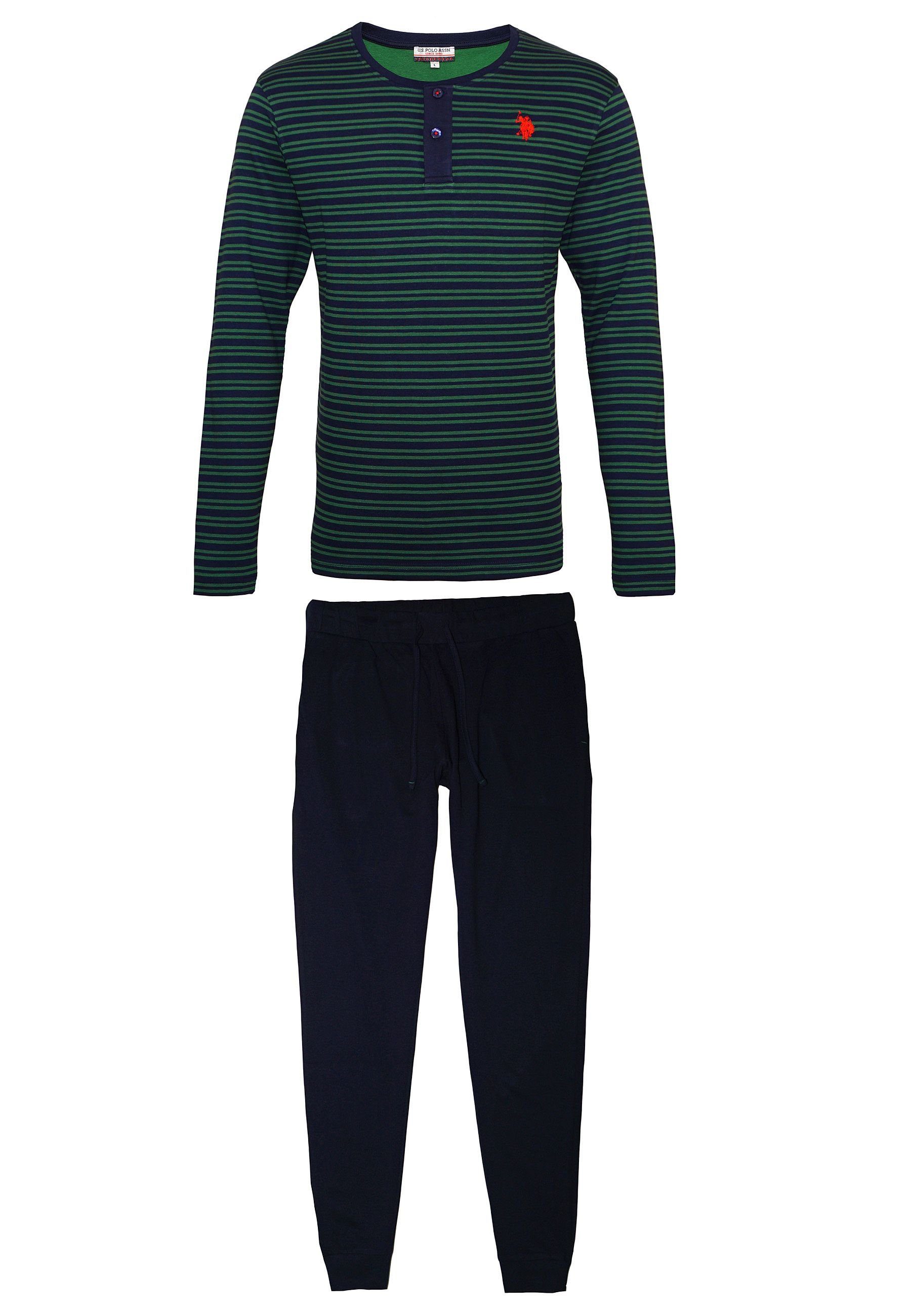 U.S. Polo Assn Pyjama Pyjama Set Longsleeve und Hose im Set dunkelgrün