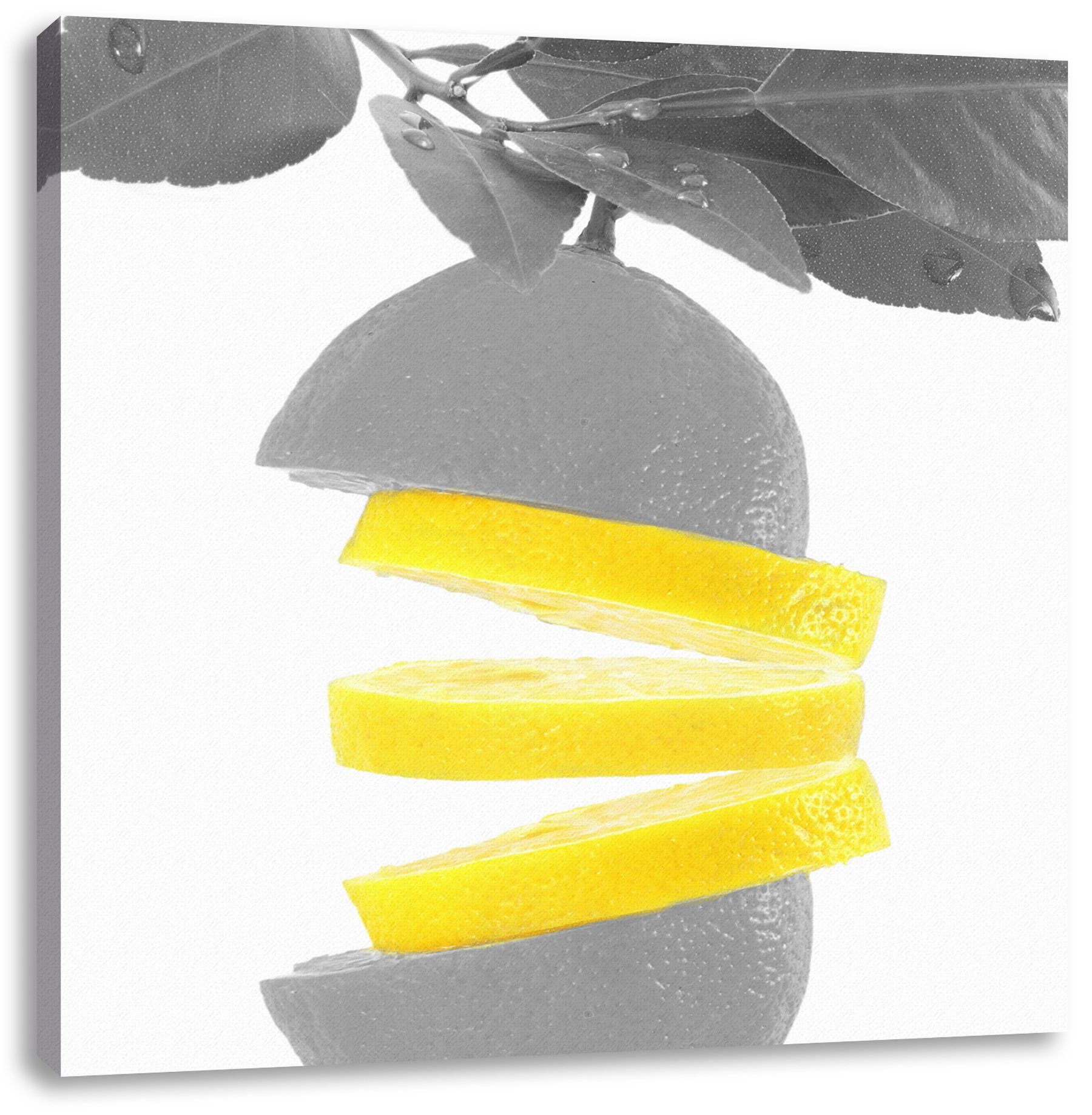 Pixxprint Leinwandbild Frische aufgeschnittene Zitrone, Frische aufgeschnittene Zitrone (1 St), Leinwandbild fertig bespannt, inkl. Zackenaufhänger