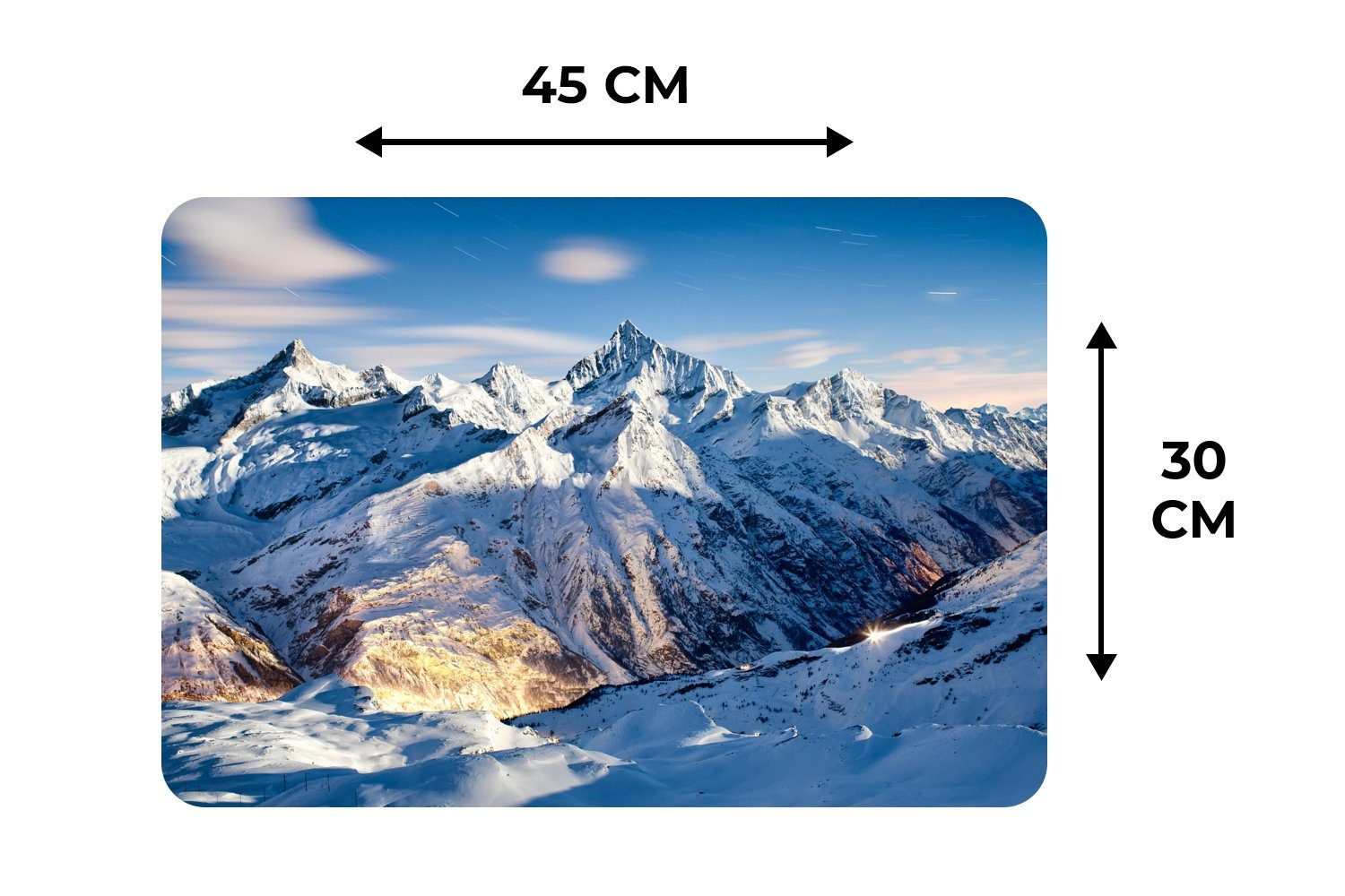 Tischmatten, Schnee, Platzmatte, Alpen Berg - - Platzset, Platzdecken, Platzset, Schmutzabweisend (6-St), MuchoWow,