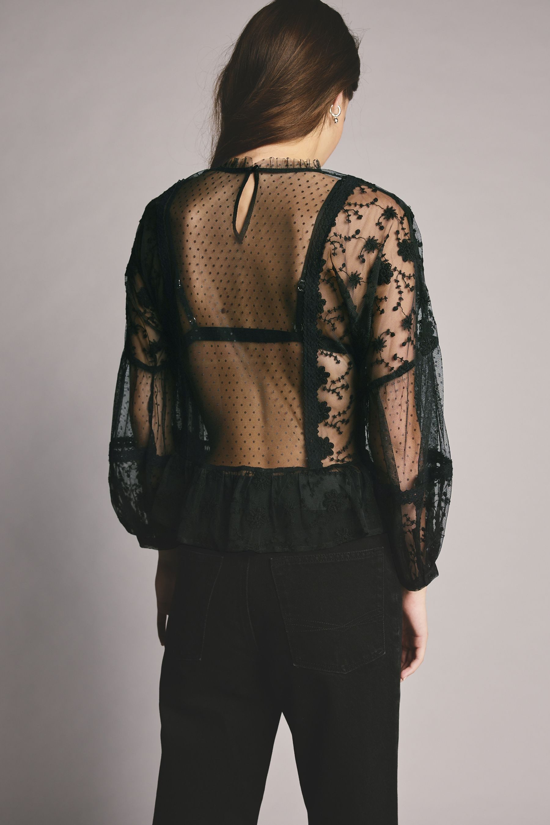 Next Blusenshirt Transparente hochgeschlossene Spitzenbluse (1-tlg) günstig online kaufen