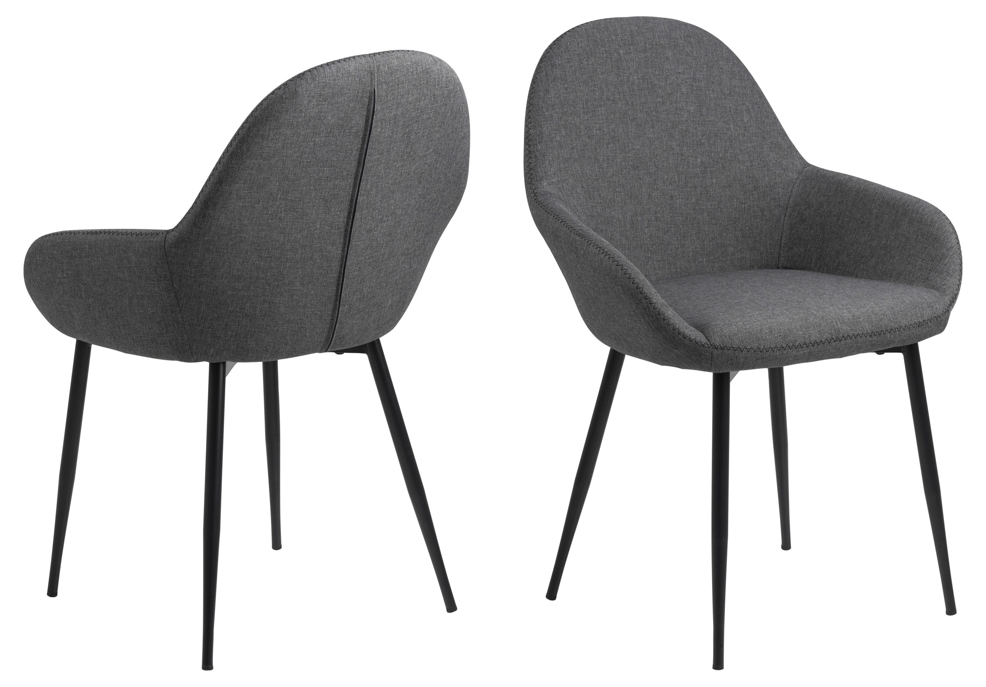 Schalenstuhl (2er-Set) in Grau, Polyester, Stahl - 60x85x57,5cm (BxHxT)