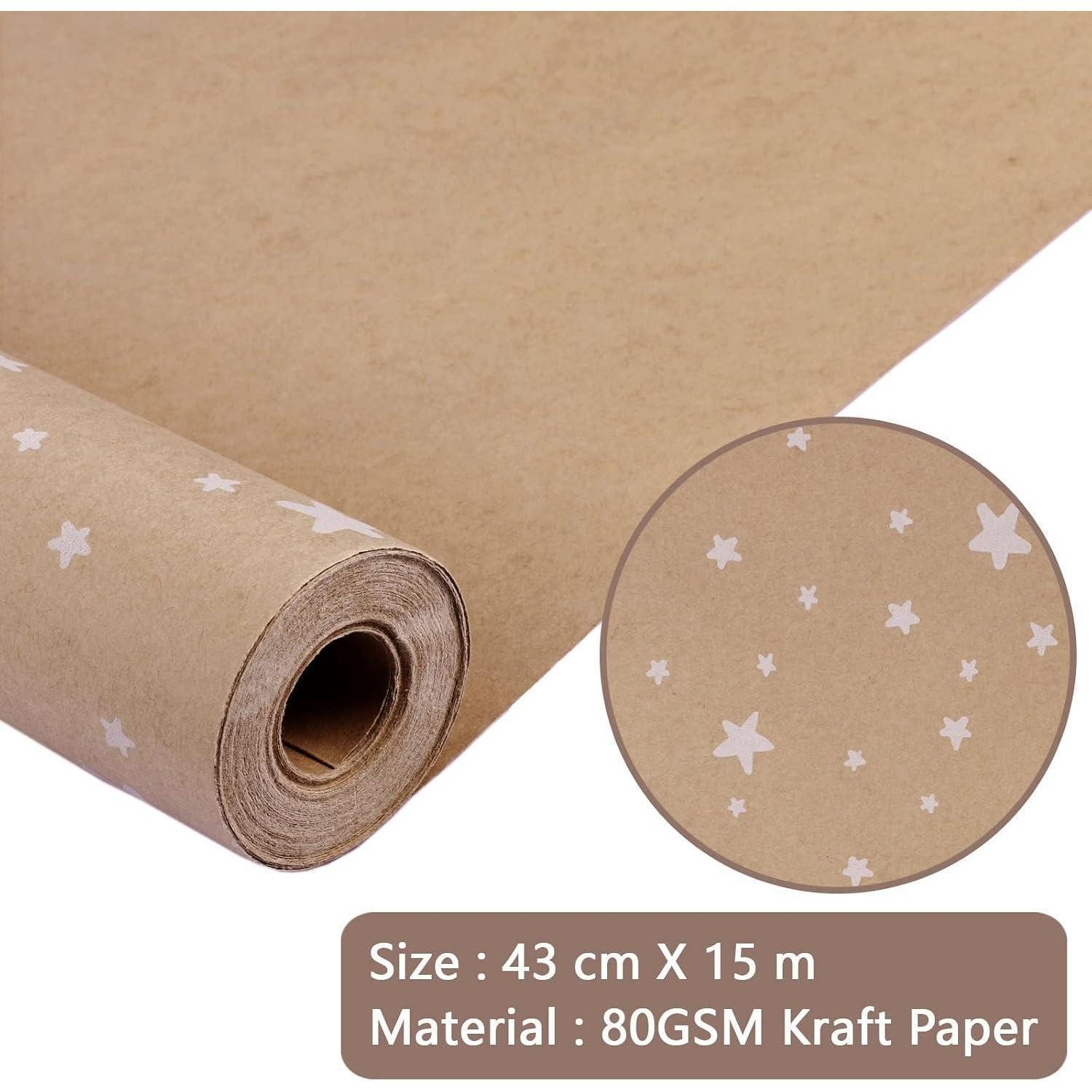 LuxusKollektion Geschenkpapier Geschenkpapier Kraftpapier 43cm 15m braun Weihnachten Stern