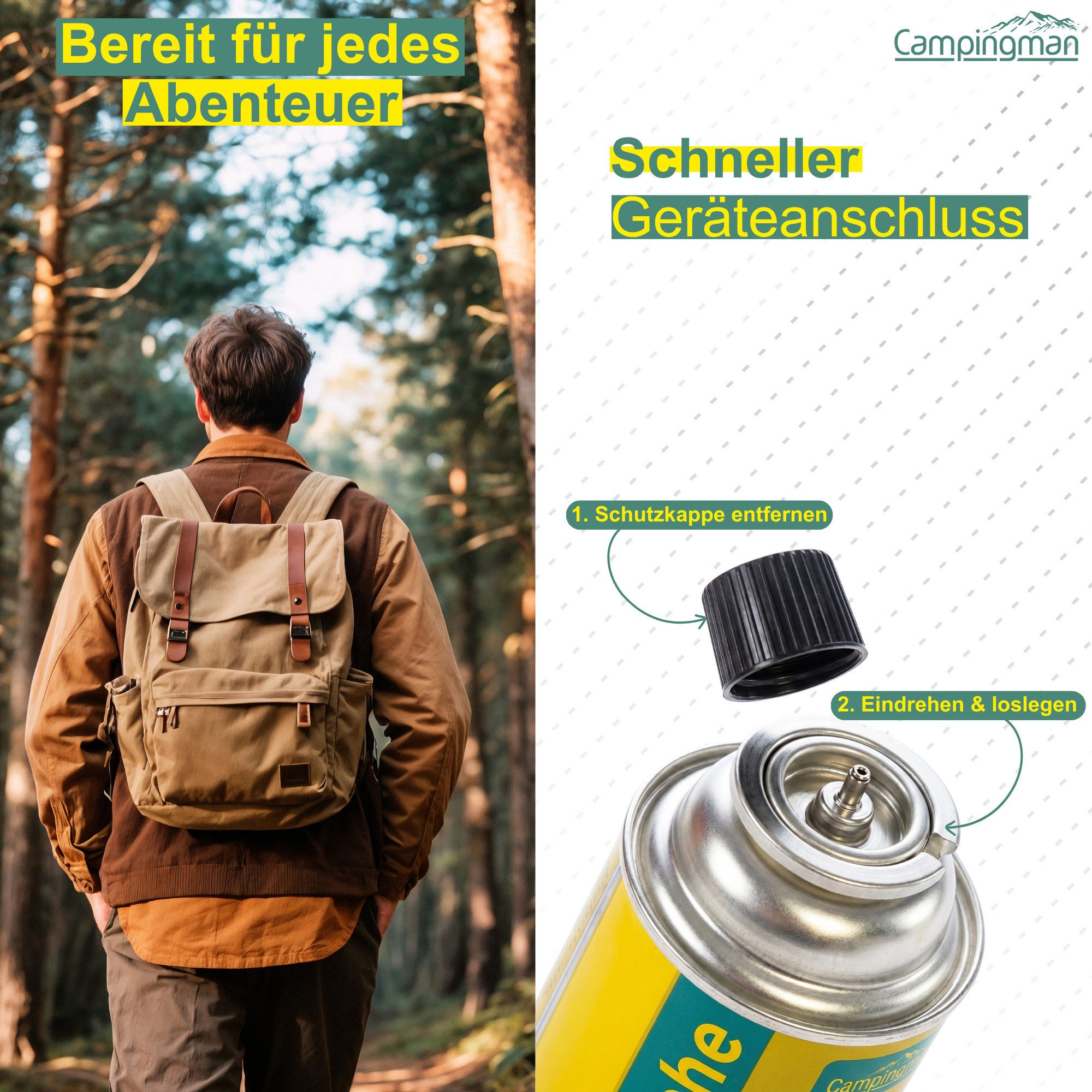 Campingman Gaskartusche Gaskartuschen 227g MSF-1A im –Unkrautbrenner & Gasgeräte, 4 St., Butangas Kartusche mit Ventil für Campingkocher – Bild 4 von 5