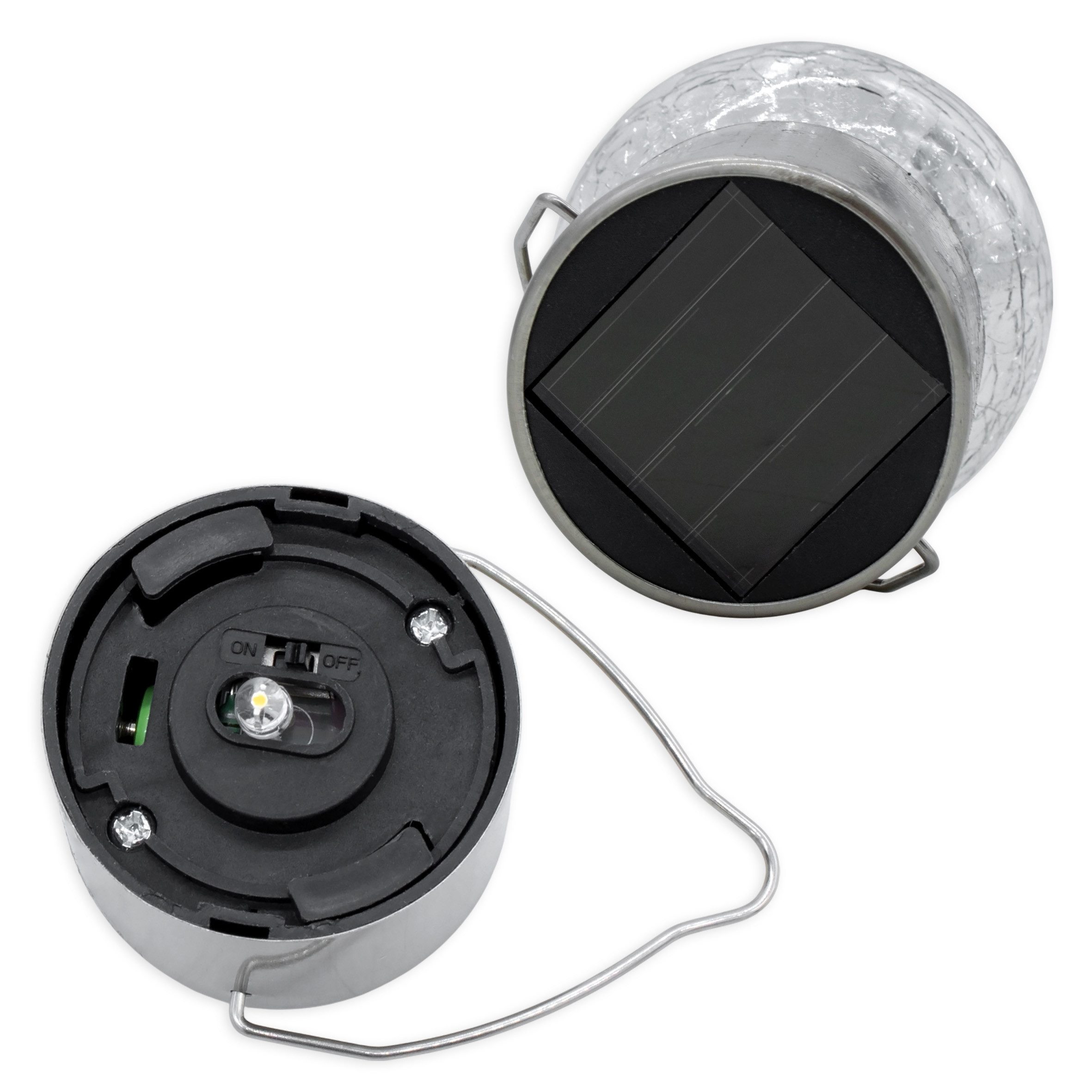 Spetebo LED Solarleuchte Solarleuchten in Bruchglas Optik, Ein-/Ausschalter, LED, warm weiß, Gartenbeleutung Hängekugeln Gartendeko