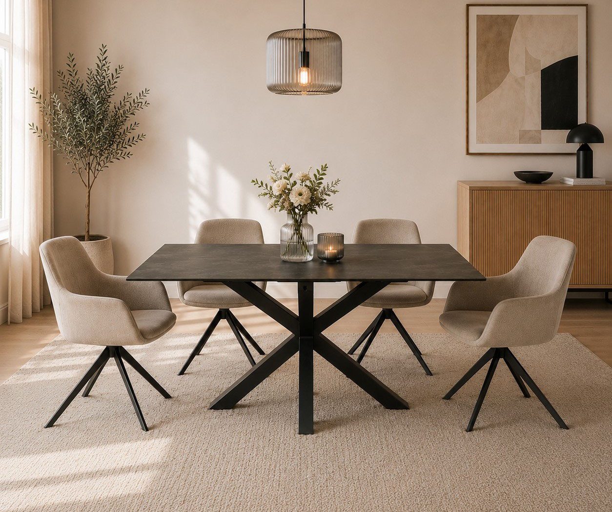ACTONA GROUP Esstisch Heaven mit Keramikplatte & stabilem Stahlgestell, mehrere Varianten (Breite: 135, 160 und 200 cm), Pflegeleichter Design-Esstisch – robust – Bild 2 von 5