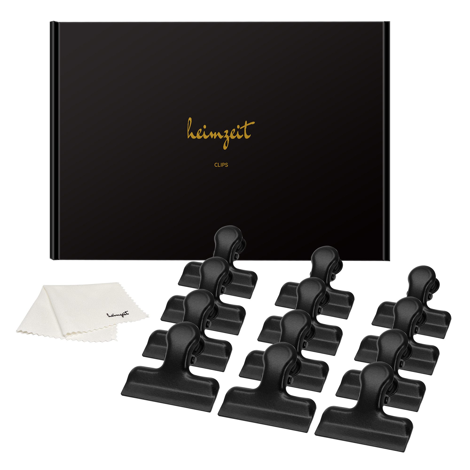 heimzeit Verschlussklammer heimzeit Verschlussclips - Edelstahl - für Lebensmittelbeutel, Tüten (Set, 12 Stück), Beutelclips für Lebensmittelverpackungen und Tüten