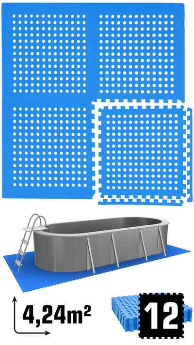 eyepower Bodenmatte »4,2 m² Poolunterlage 12 EVA Matten Unterlegmatten«, Stecksystem rutschfest Blau