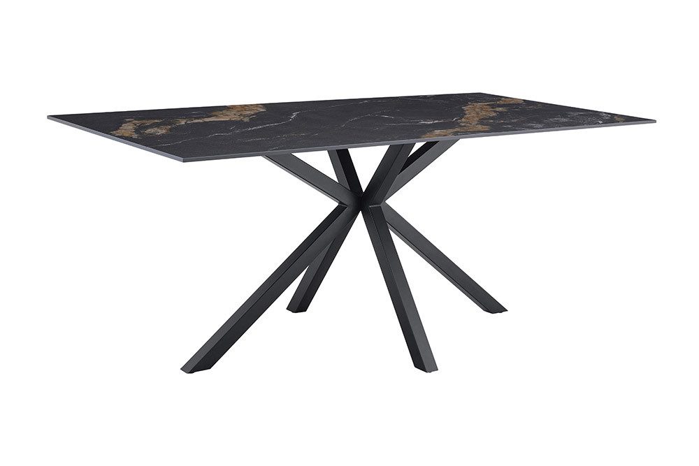 riess-ambiente Esstisch GALAXIE 160cm schwarz-gold – Keramik, Metallgestell, Aurora Oro (Einzelartikel, 1-St), großer Tisch für bis zu 6 Personen – ideal für Esszimmer & Wohnküchen