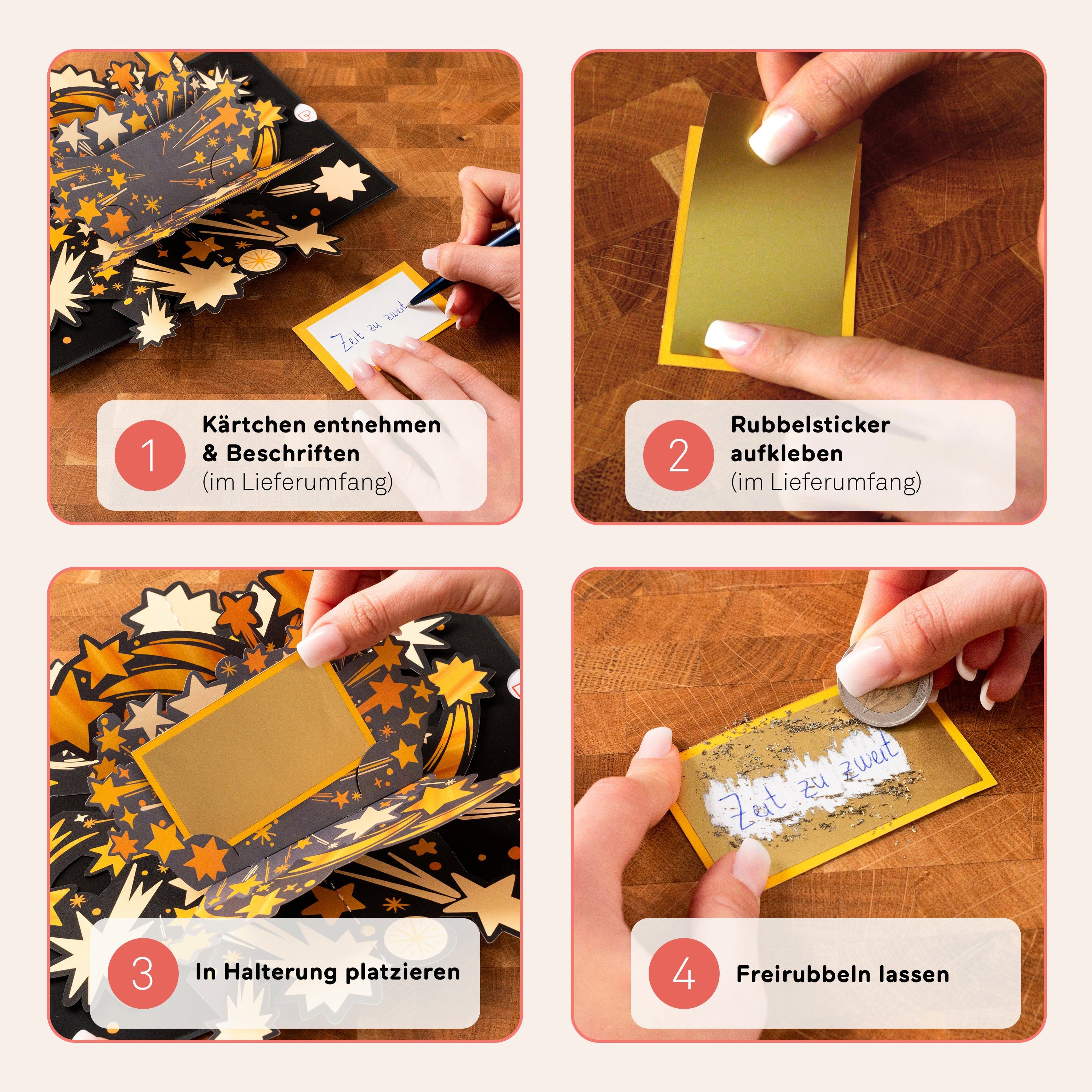 papercrush Geschenkkarte Goldenes Ticket Pop-Up Karte, Mit Rubbelsticker, Verschenkfertig, Handgemacht