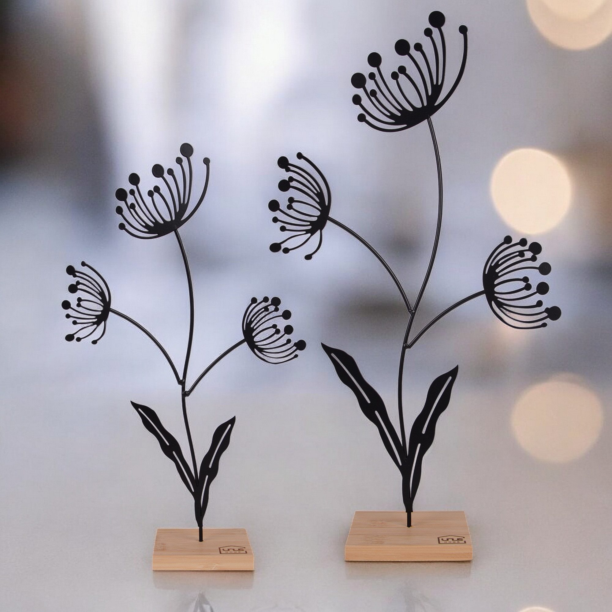 UNUS HOME Dekofigur Aufsteller Deko-Blume (2er Set, Schwarz), Blumen-Silhou günstig online kaufen