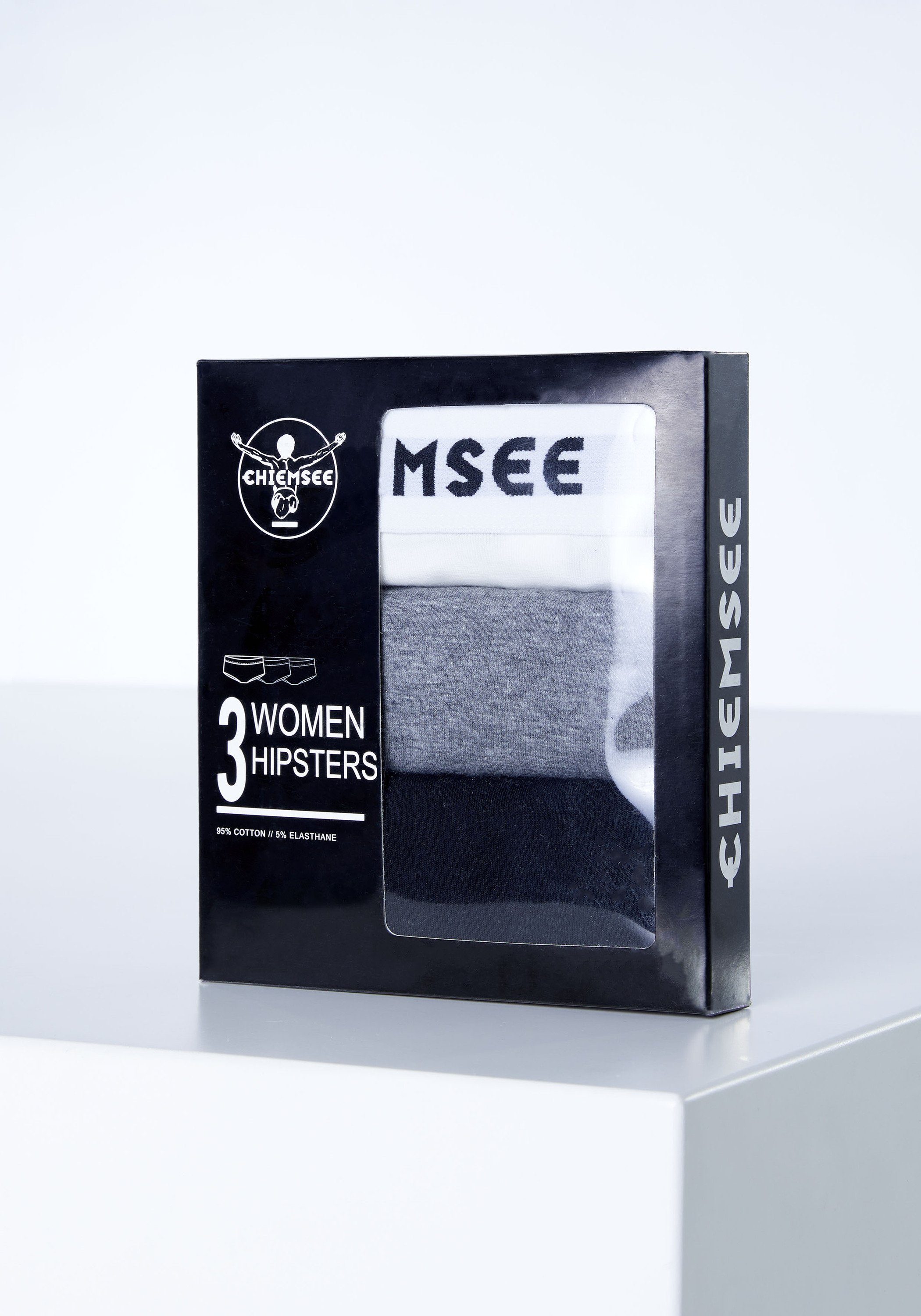 Logo-Bund schwarz/grau Hipster Hipster-Panty 3 (3er-Pack, mit Chiemsee 3er-Pack 3-St)