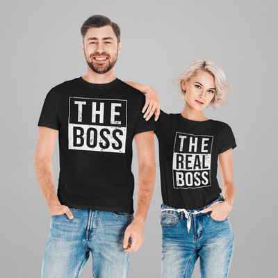 Modescout Stadler Print-Shirt »Pärchen Couple-Shirt "THE BOSS - THE REAL BOSS" Paar Funshirt« Bio-Baumwolle