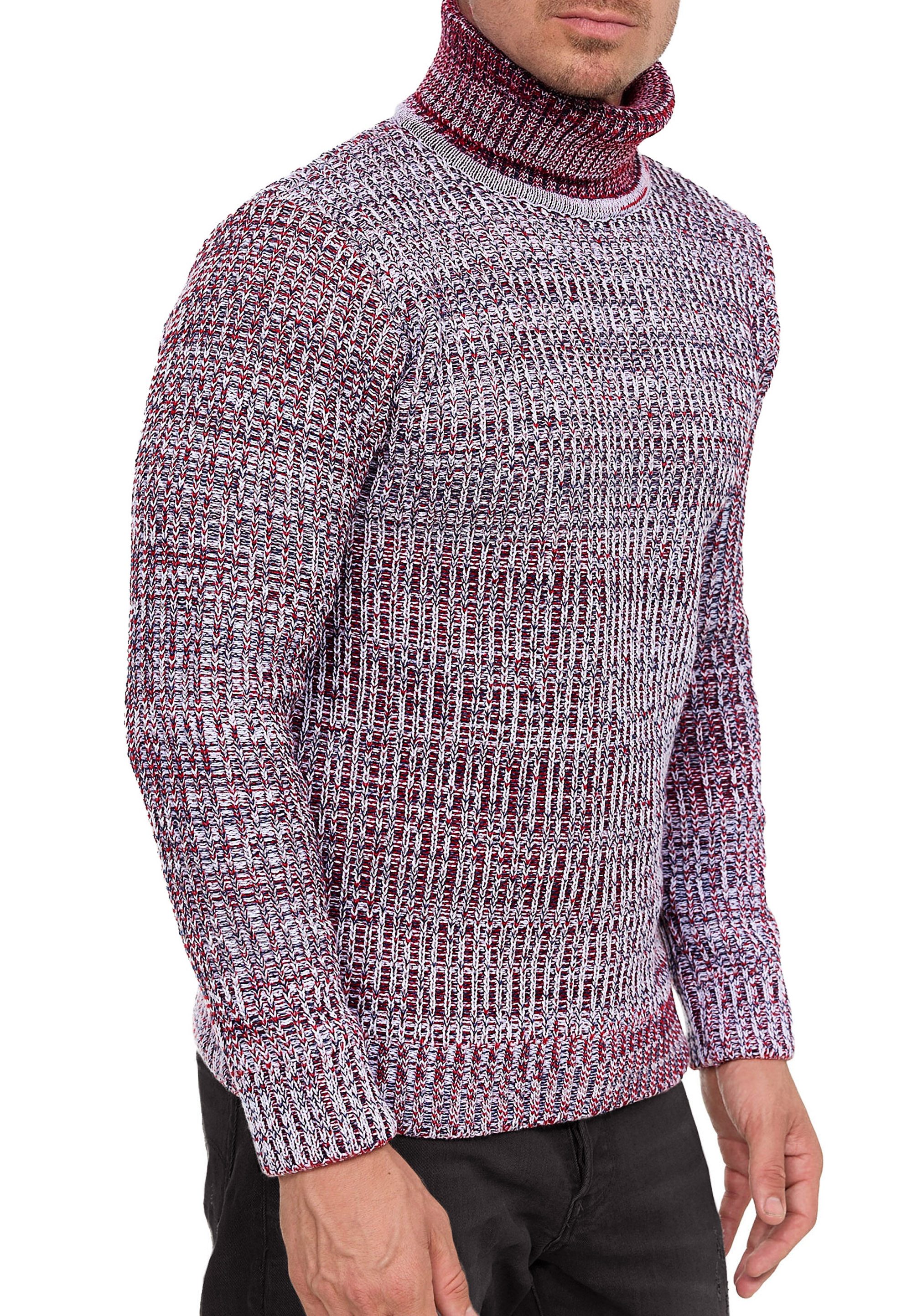 R-NEAL Rollkragenpullover Melierter Grobstrick Rollkragen Pullover Streetwe günstig online kaufen